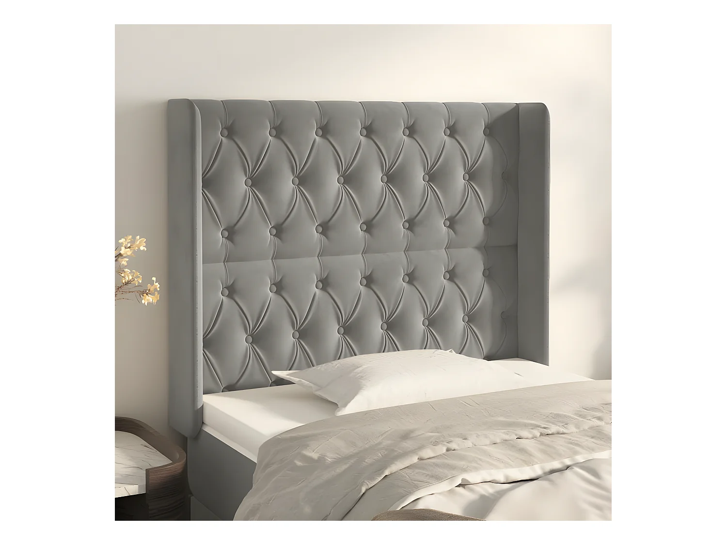 Tête de lit avec oreilles Gris clair 93x16x118/128 cm Velours
