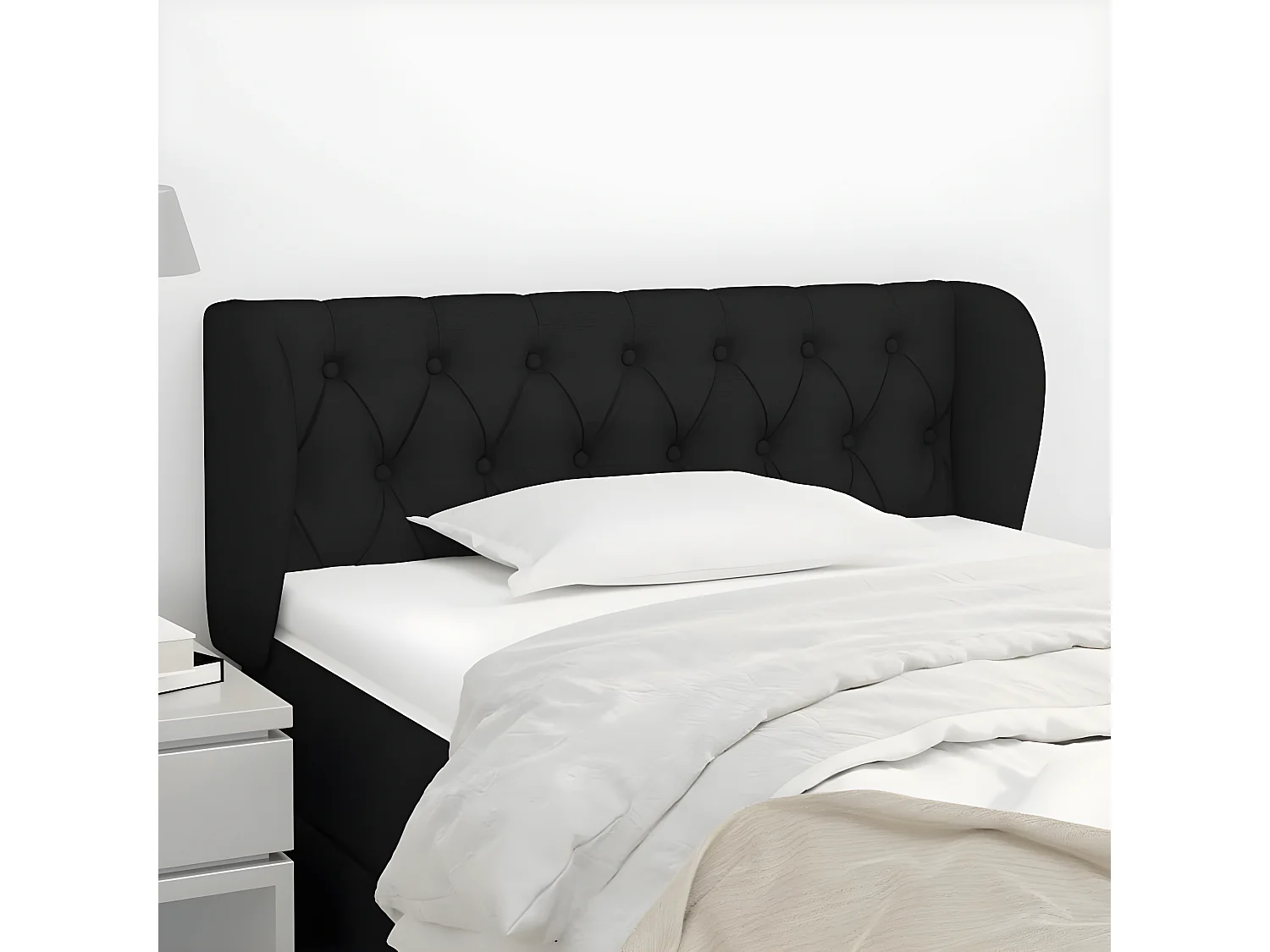 Tête de lit avec oreilles Noir 103x23x78/88 cm Tissu