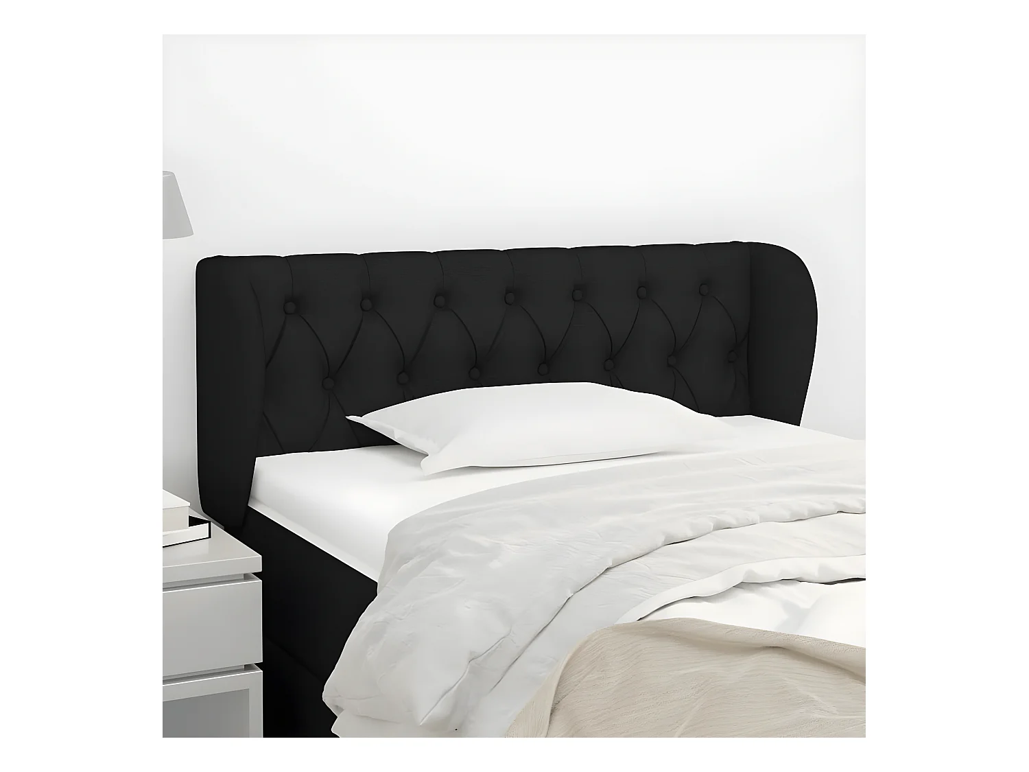 Tête de lit avec oreilles Noir 103x23x78/88 cm Tissu