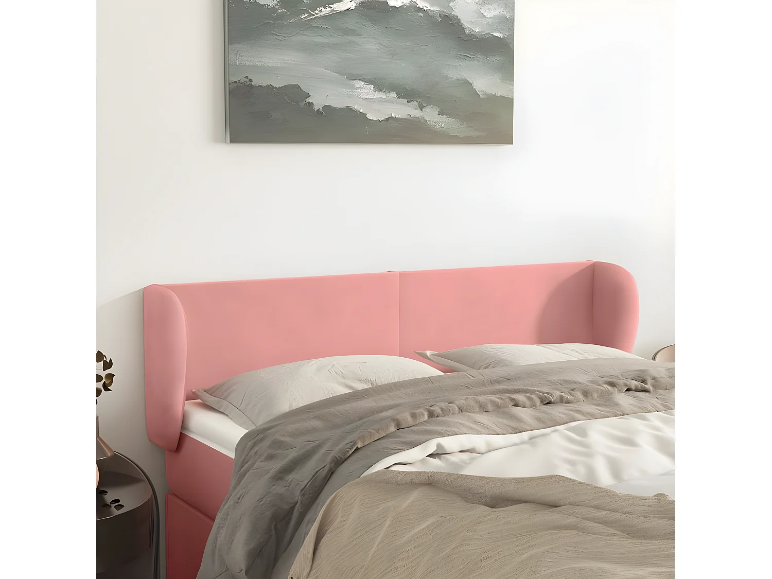 Tête de lit avec oreilles Rose 147x23x78/88 cm Velours