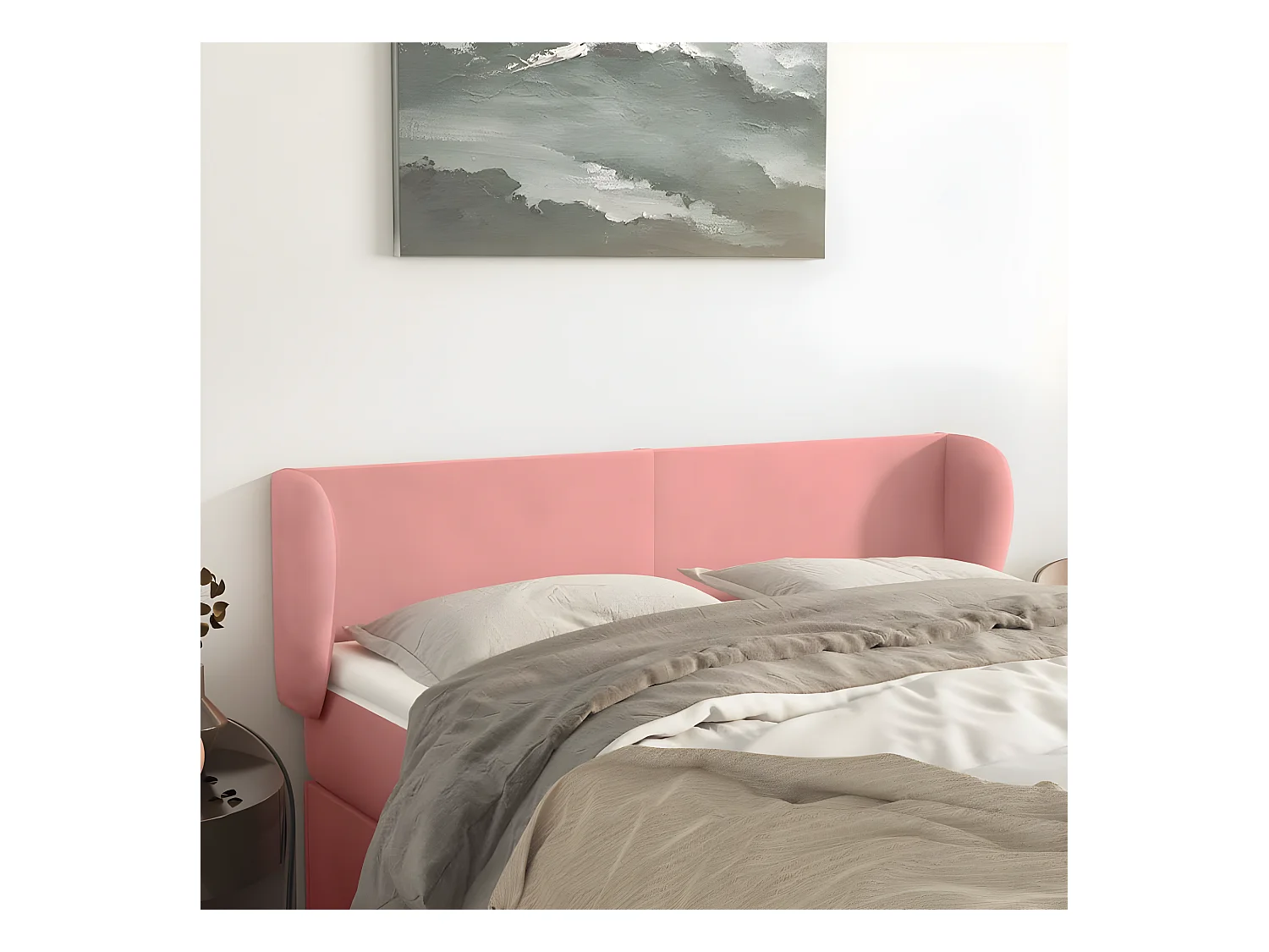 Tête de lit avec oreilles Rose 147x23x78/88 cm Velours