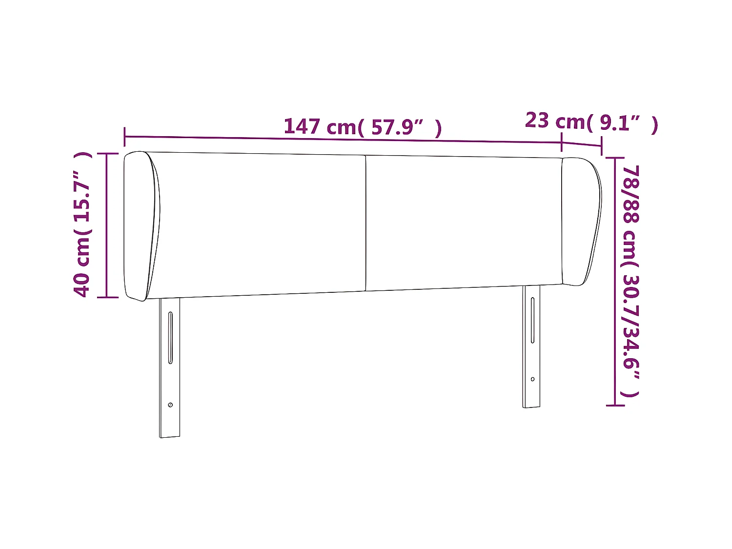 Tête de lit avec oreilles Rose 147x23x78/88 cm Velours
