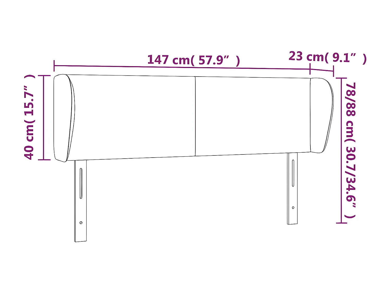 Tête de lit avec oreilles Rose 147x23x78/88 cm Velours
