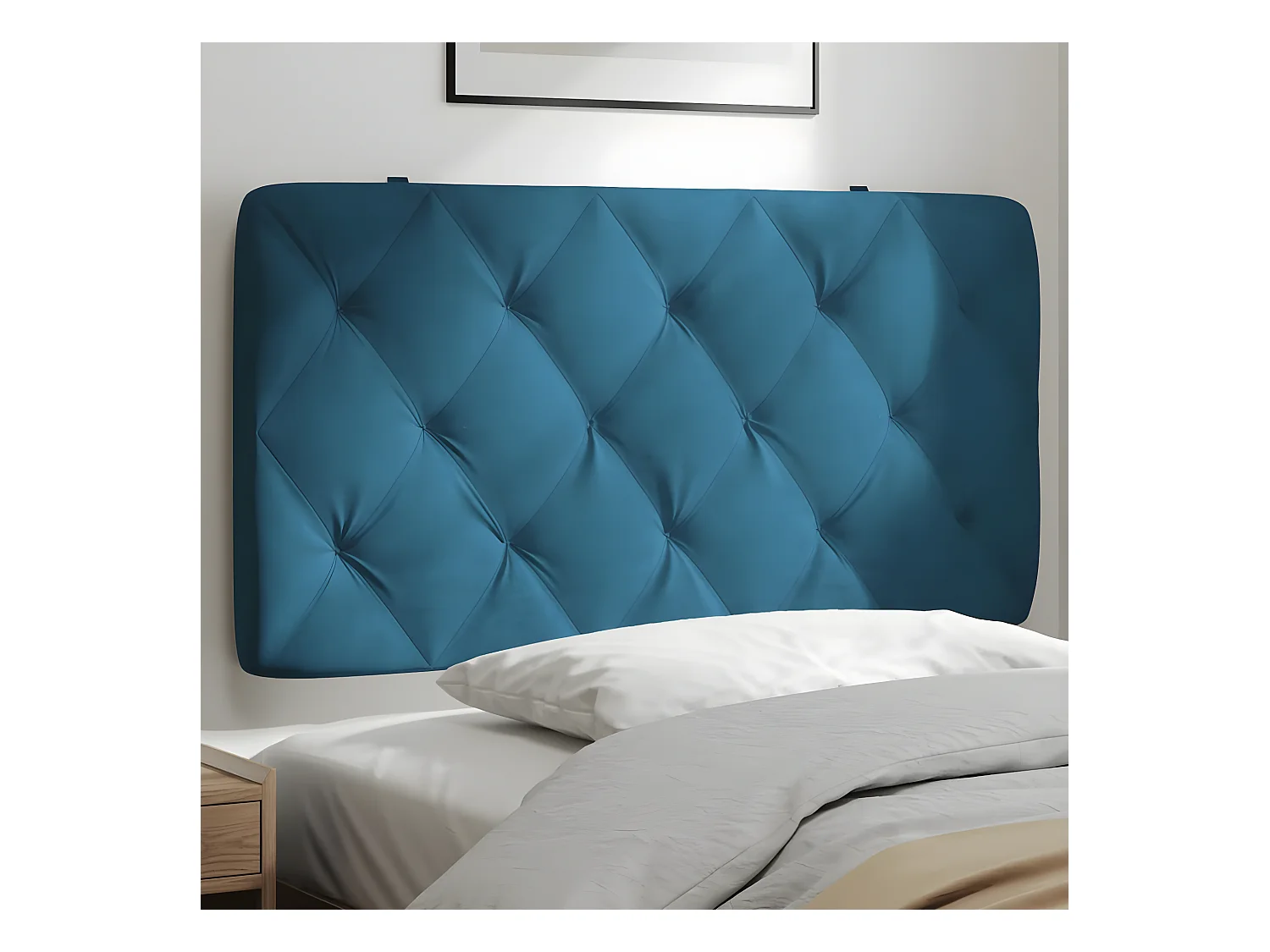 Hoofdbordkussen 100 cm fluweel blauw