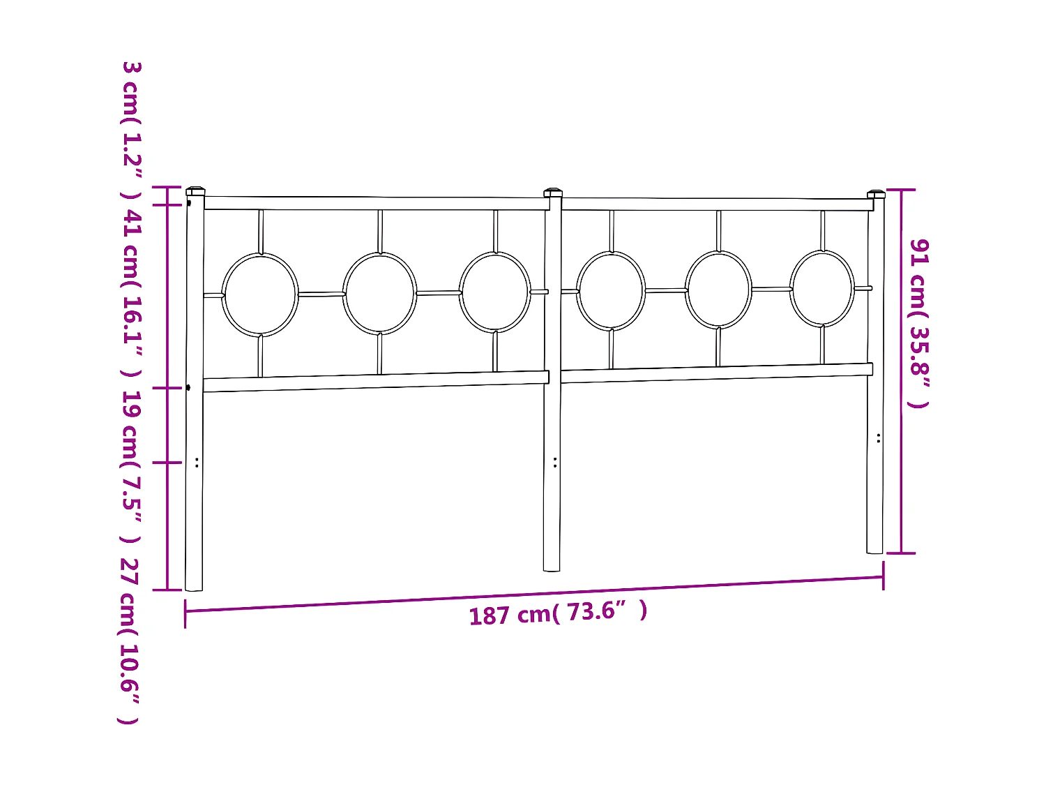 Cabecero de metal blanco 180 cm