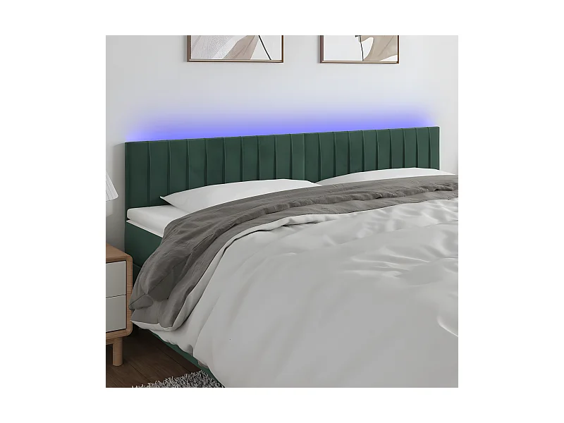 Cabecero con LED de terciopelo gris oscuro 160x5x78/88 cm