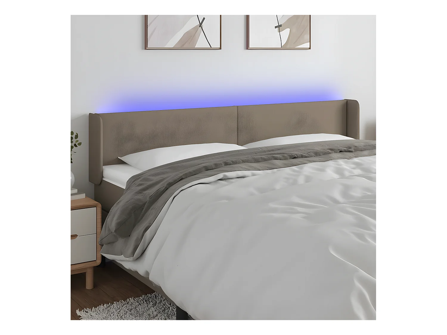 Hoofdbord LED 163x16x78/88 cm stof taupe