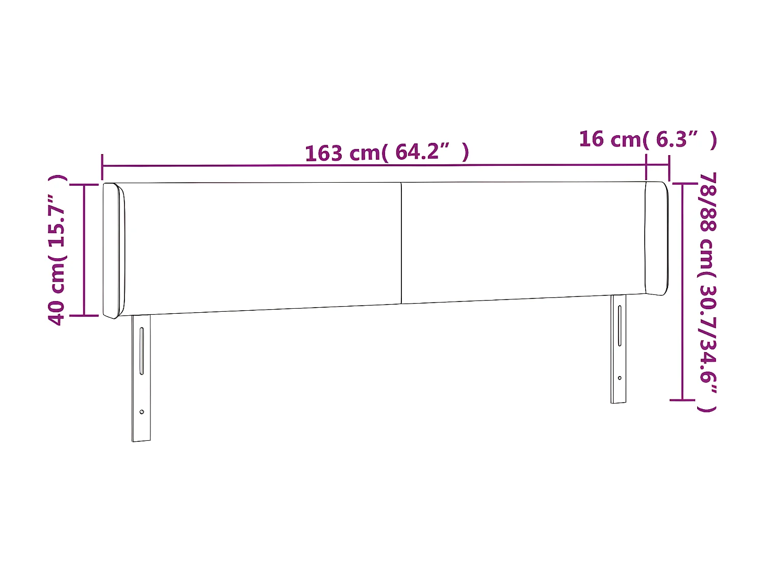 Cabecero con LED de tela gris taupe 163x16x78/88 cm