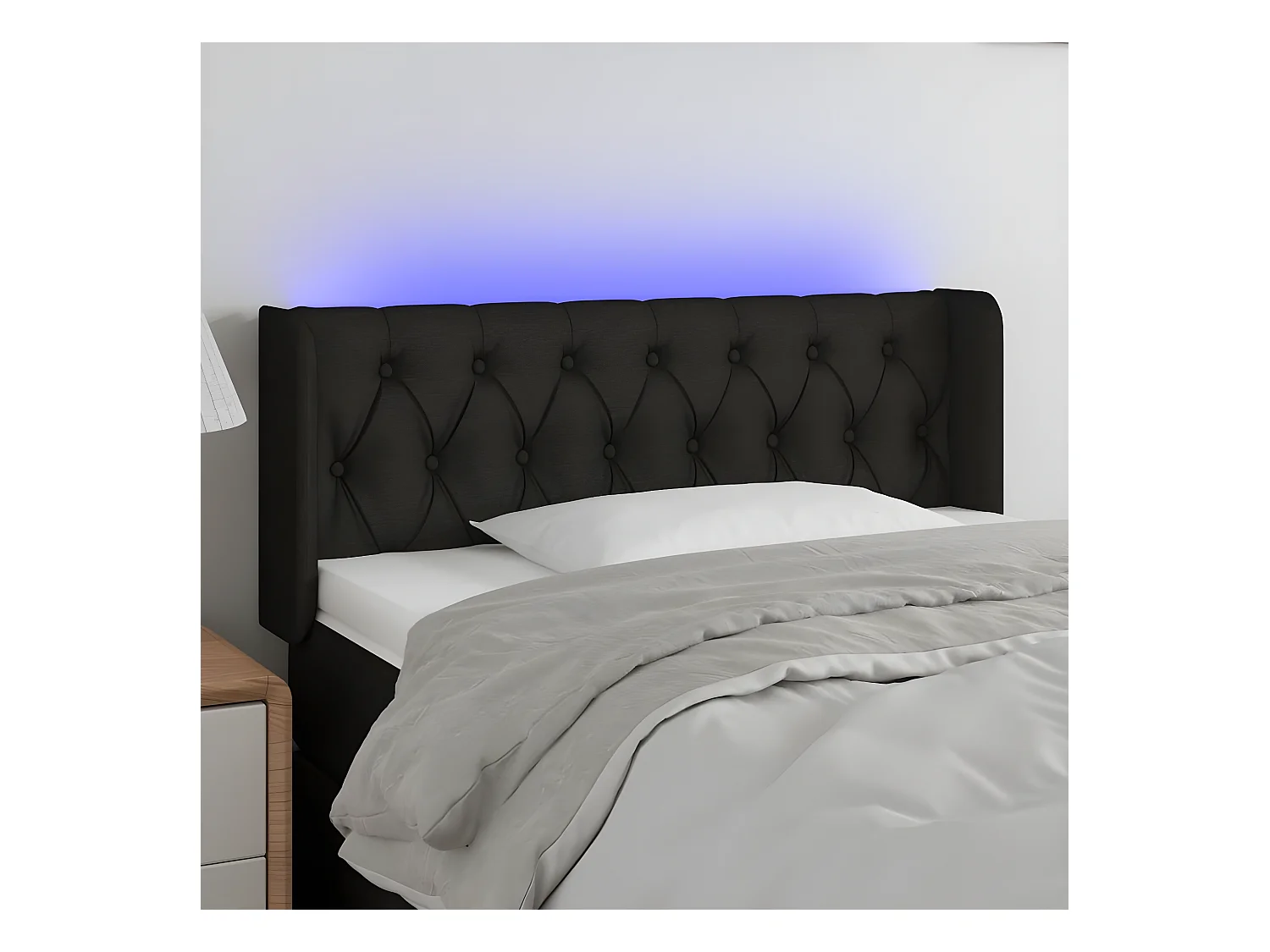 Tête de lit à LED Noir 103x16x78/88 cm Tissu
