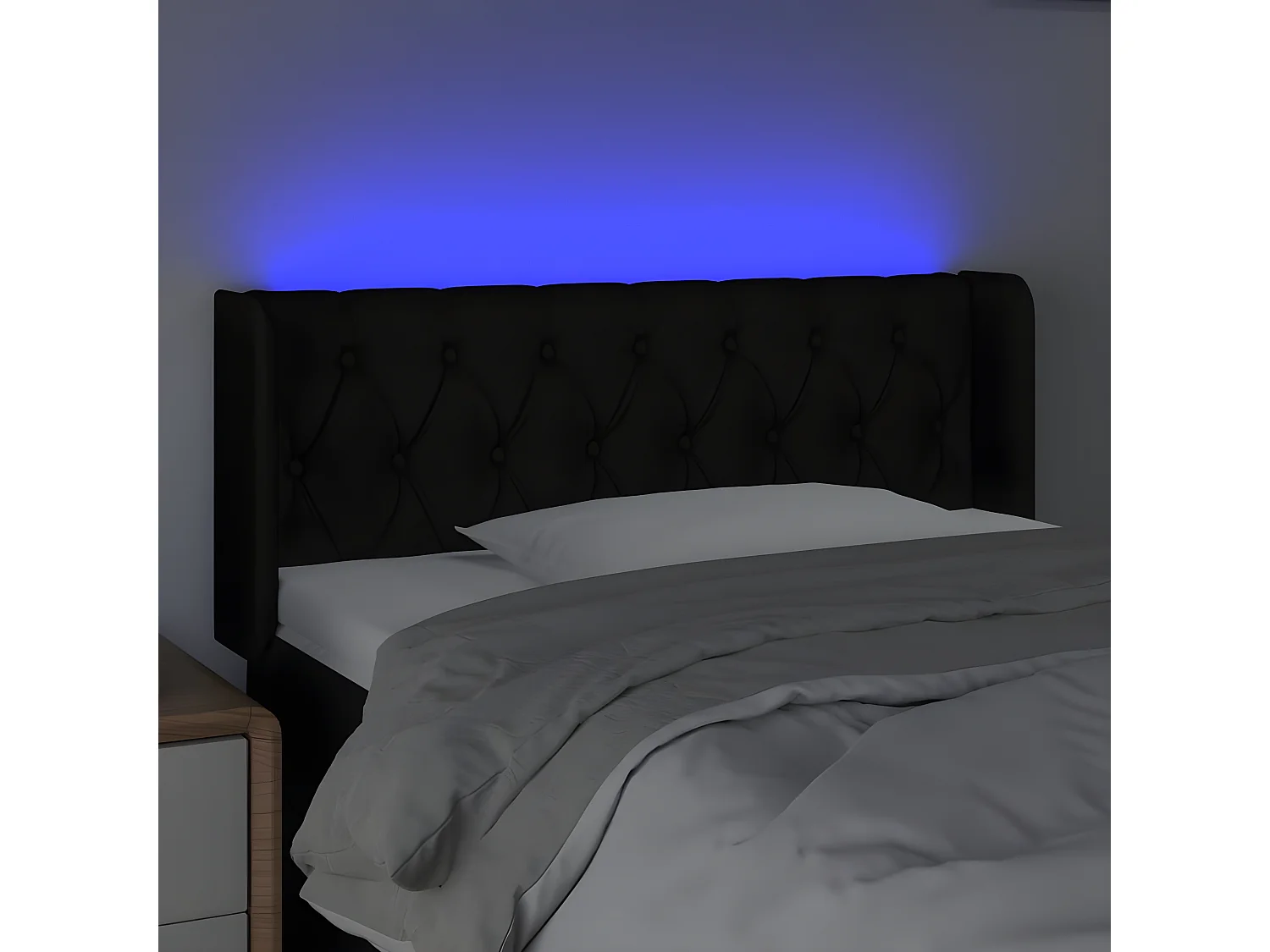 Tête de lit à LED Noir 103x16x78/88 cm Tissu