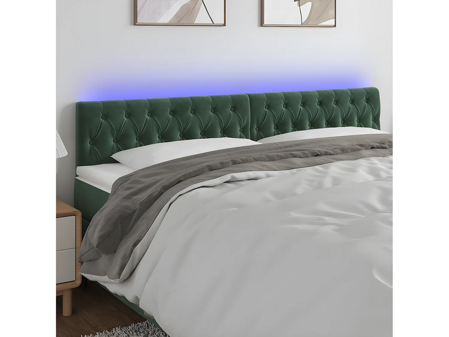 Hoofdbord LED 180x7x78/88 cm fluweel donkergroen