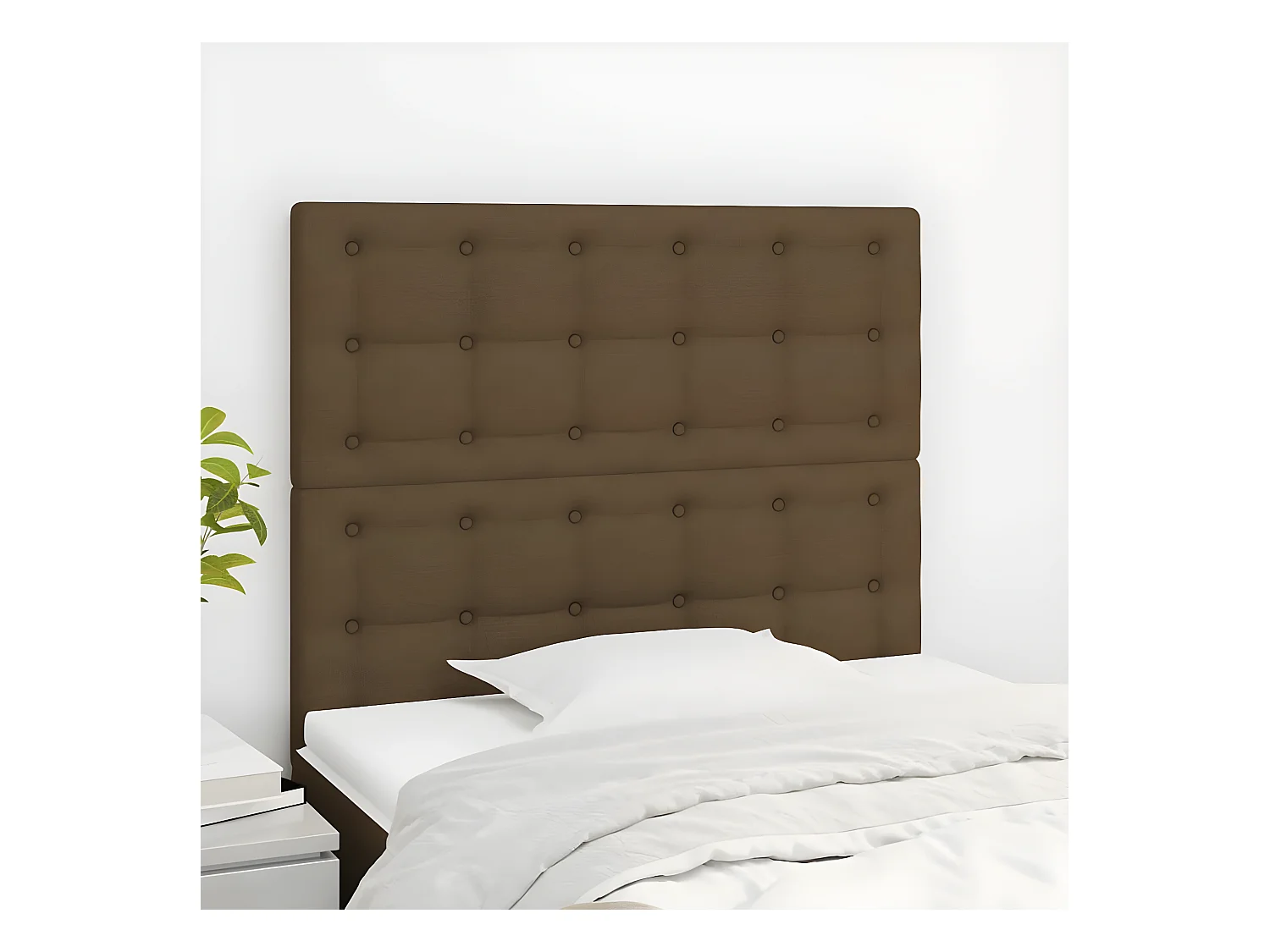 Têtes de lit 2 pièces Marron Foncé 90x5x78/88 cm Tissu