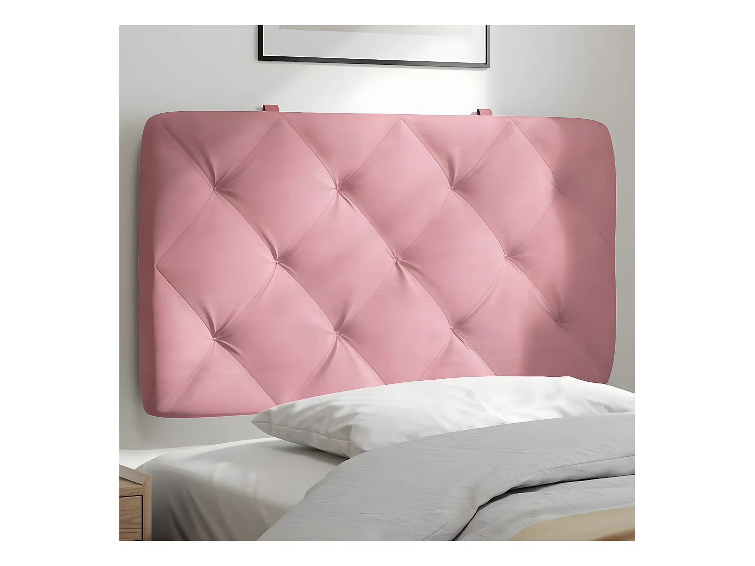 Coussin de tête de lit rose 90 cm velours