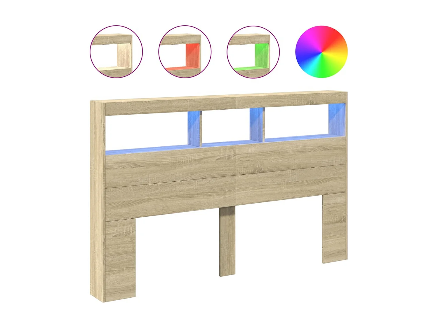 Armoire tête de lit avec LED chêne sonoma 160x17x102 cm