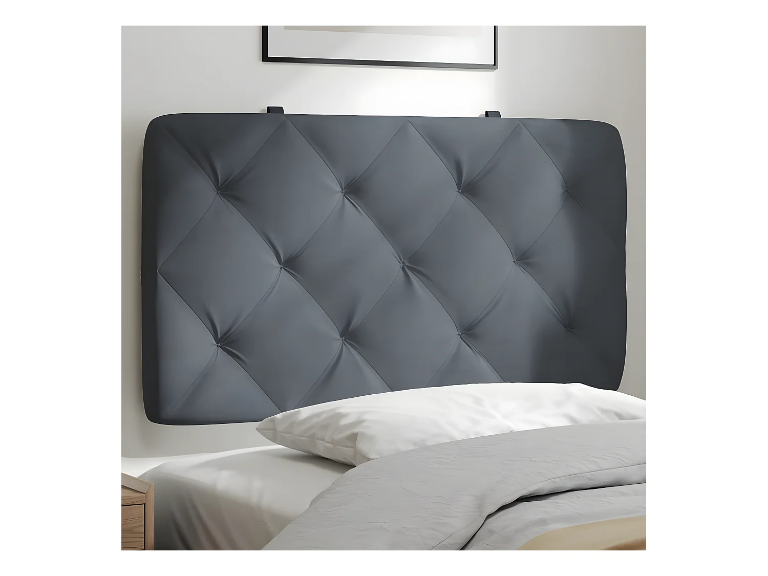 Coussin de tête de lit gris foncé 90 cm velours