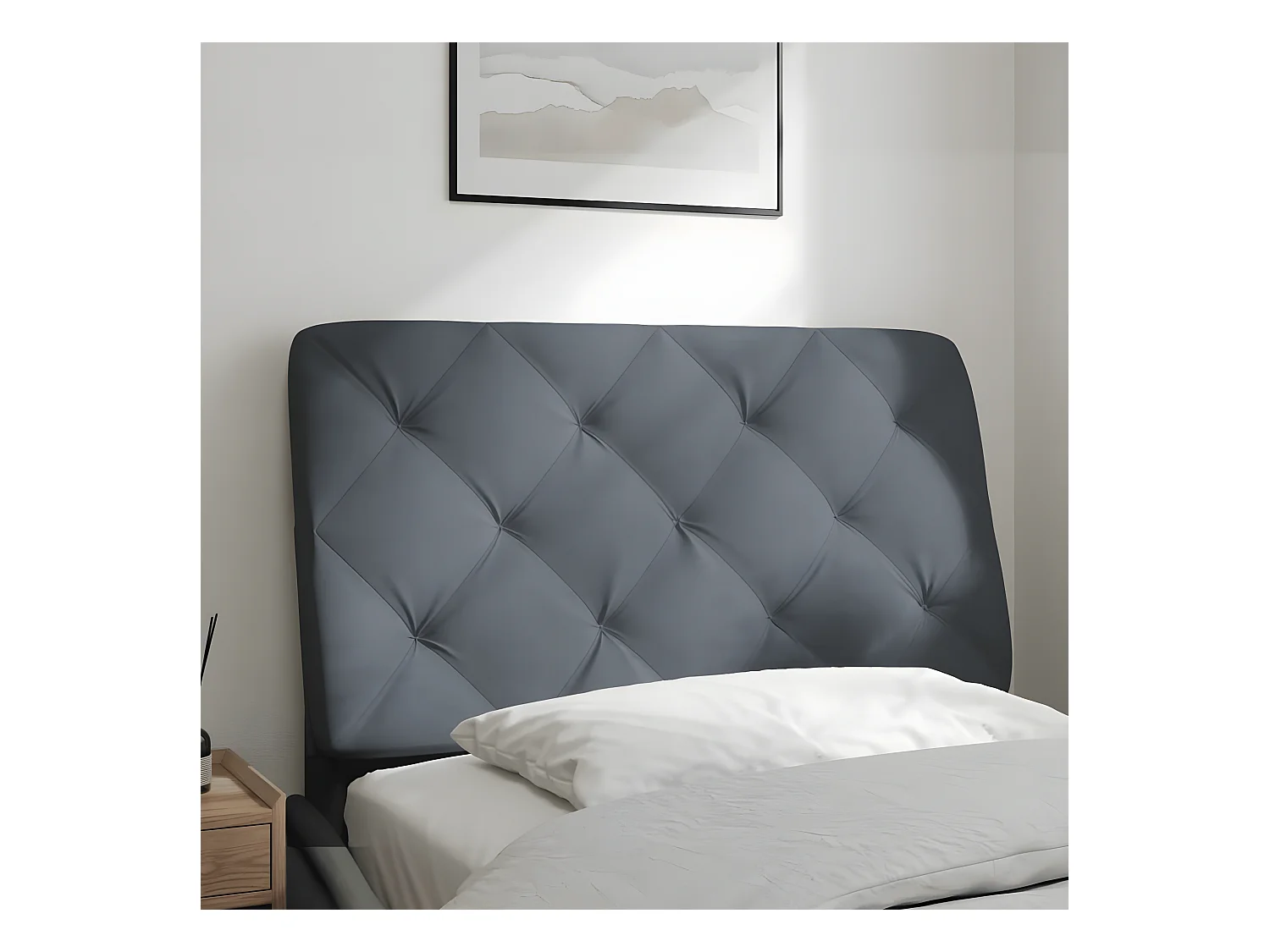 Coussin de tête de lit gris foncé 90 cm velours