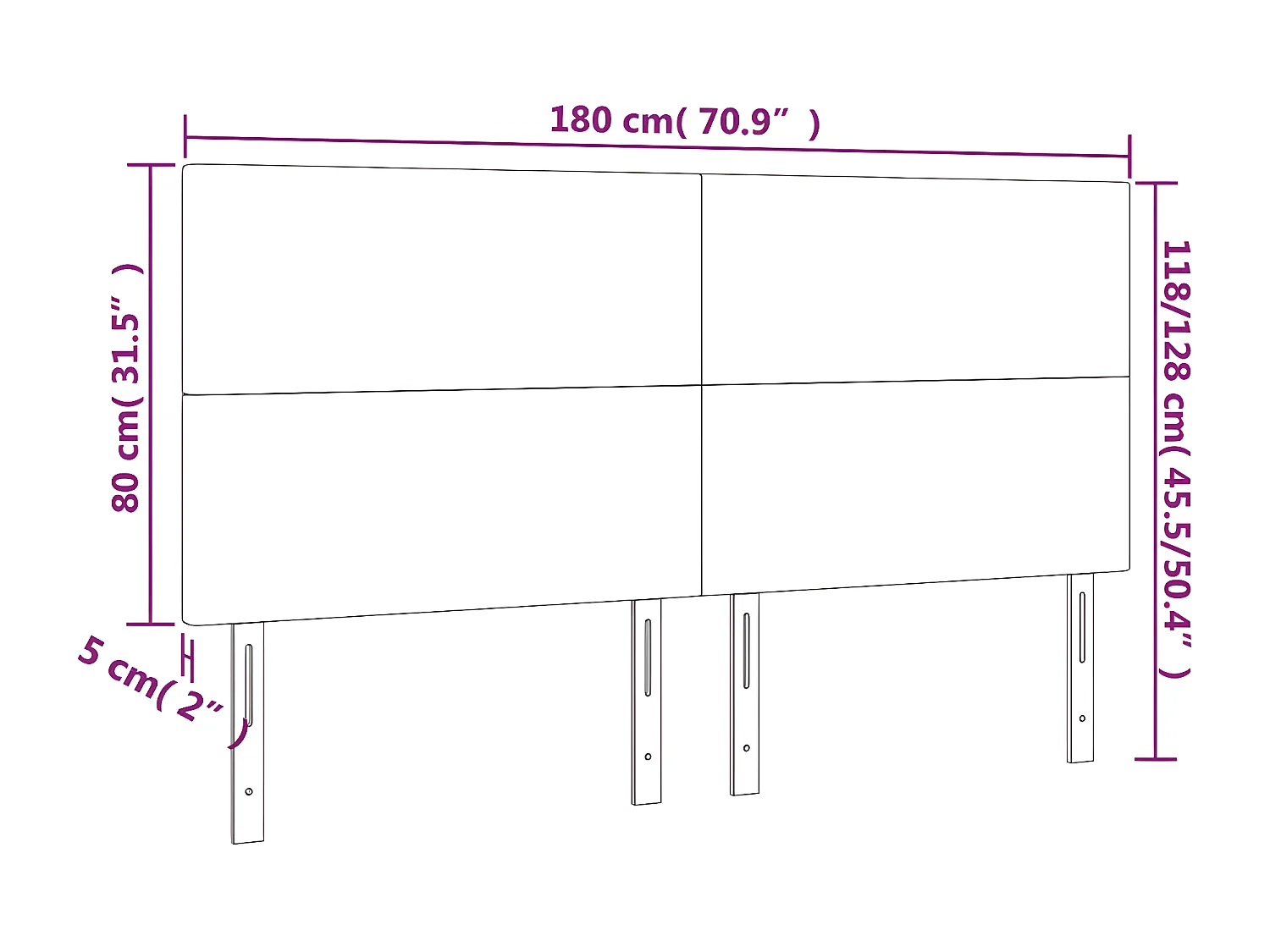 Hoofdbord LED 180x5x118/128 cm fluweel donkergroen