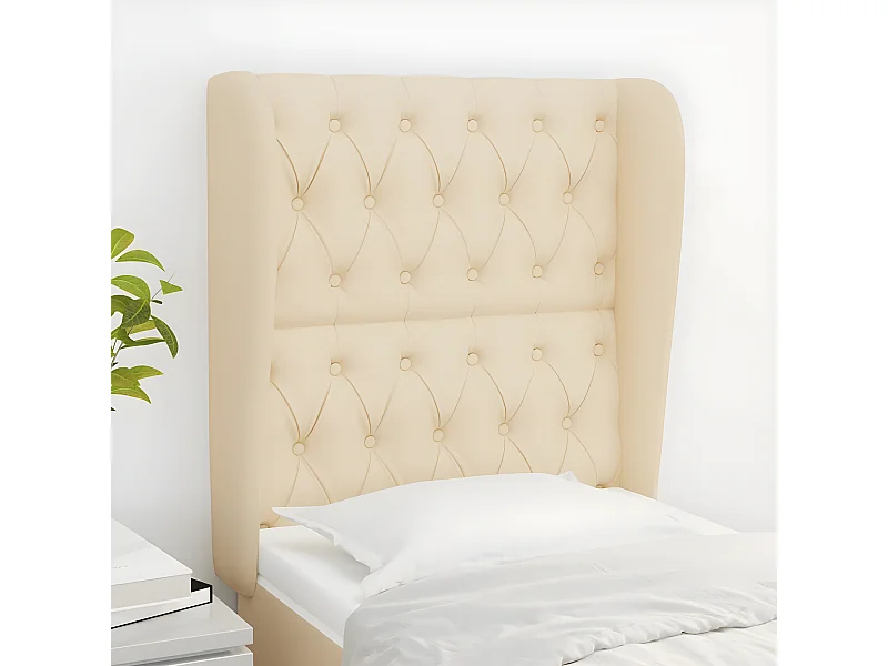 Cabeceira de cama c/ abas tecido 83x23x118/128 cm creme