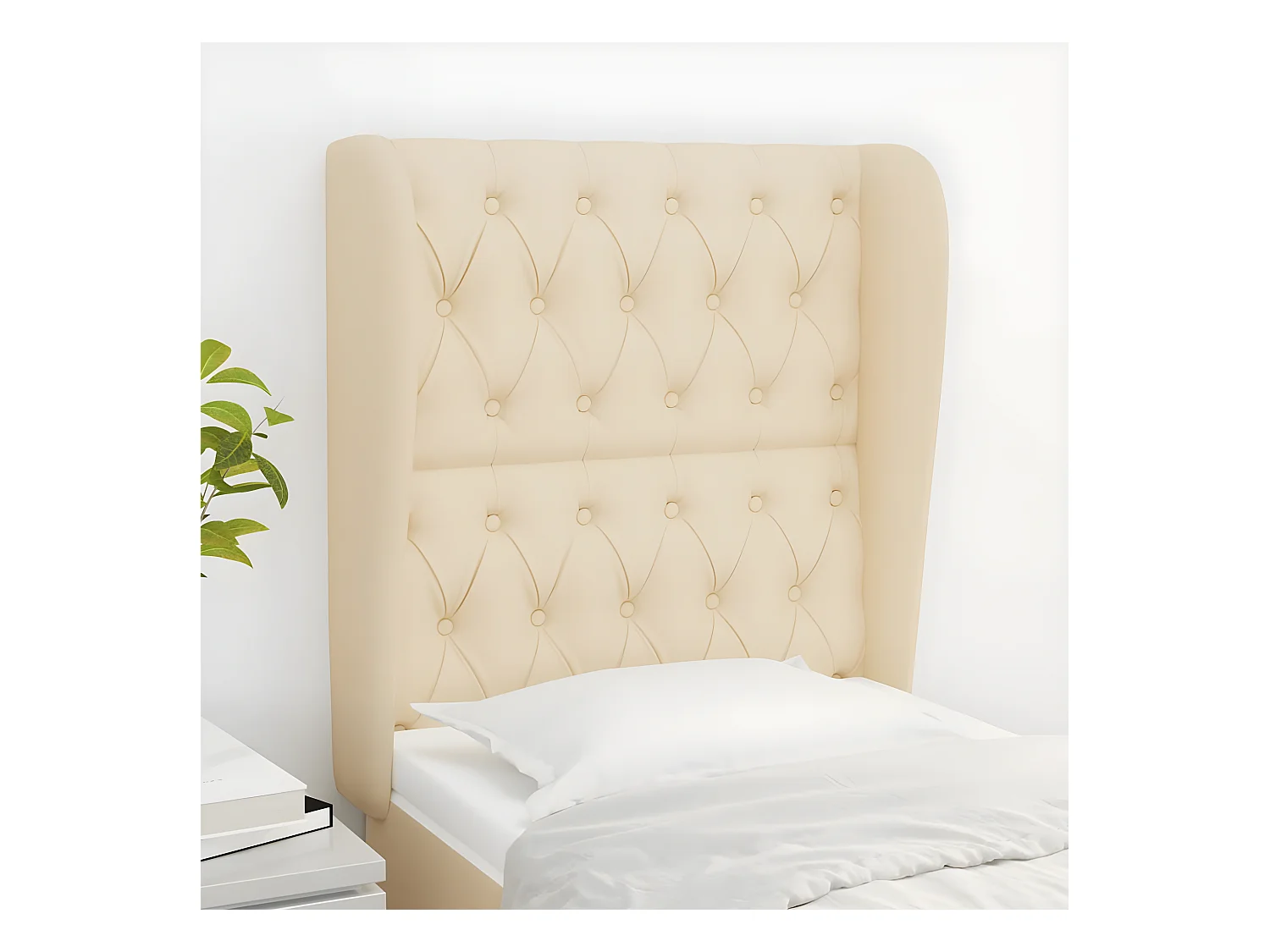 Tête de lit avec oreilles Crème 83x23x118/128 cm Tissu