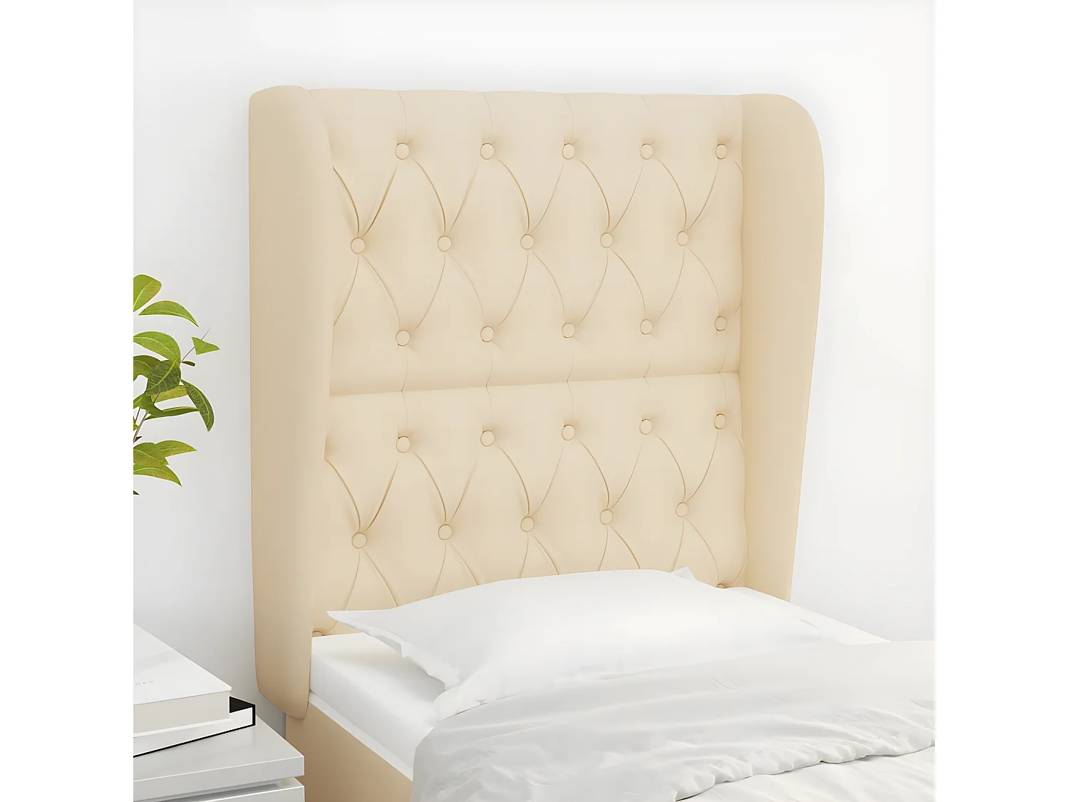 Tête de lit avec oreilles Crème 83x23x118/128 cm Tissu