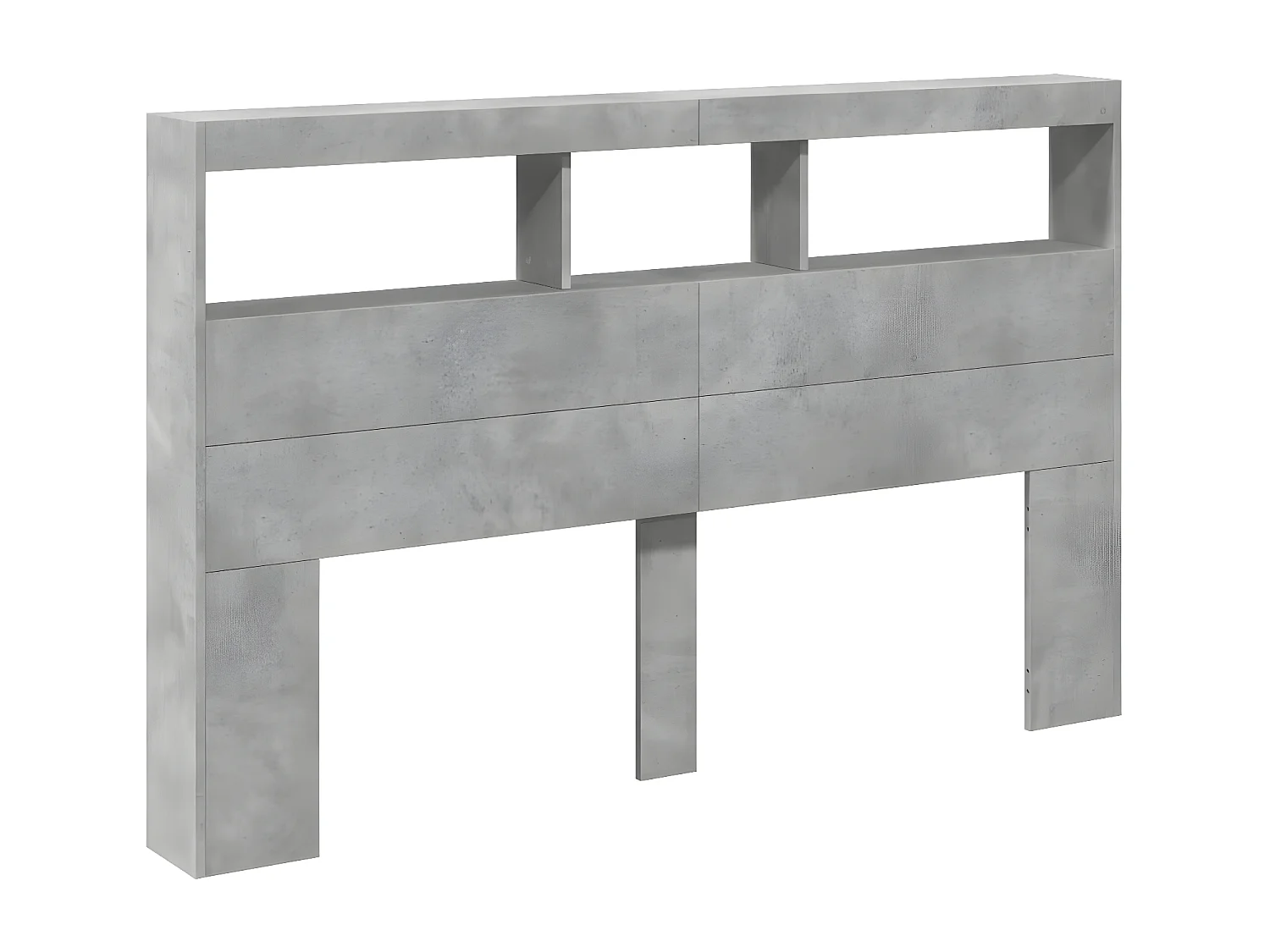 Armoire tête de lit avec LED gris béton 160x17x102 cm