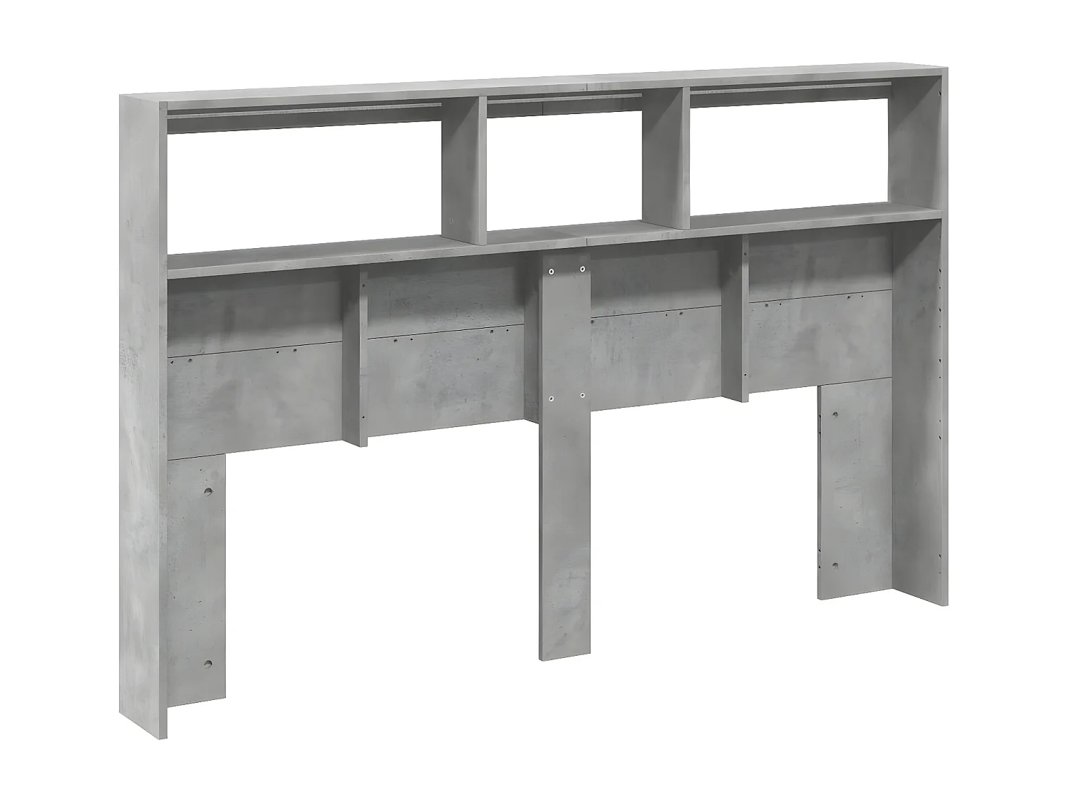 Armoire tête de lit avec LED gris béton 160x17x102 cm