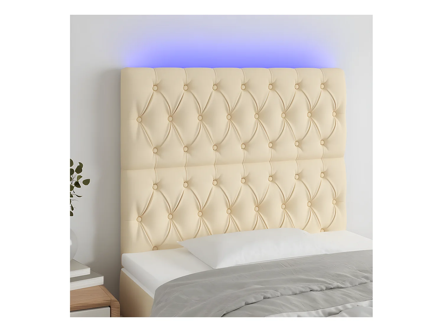 Tête de lit à LED Crème 100x7x118/128 cm Tissu