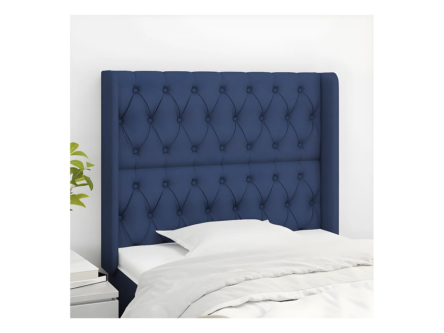 Tête de lit avec oreilles Bleu 103x16x118/128 cm Tissu
