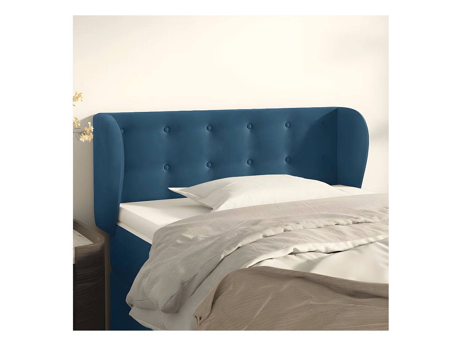 Tête de lit avec oreilles Bleu foncé 93x23x78/88 cm Velours
