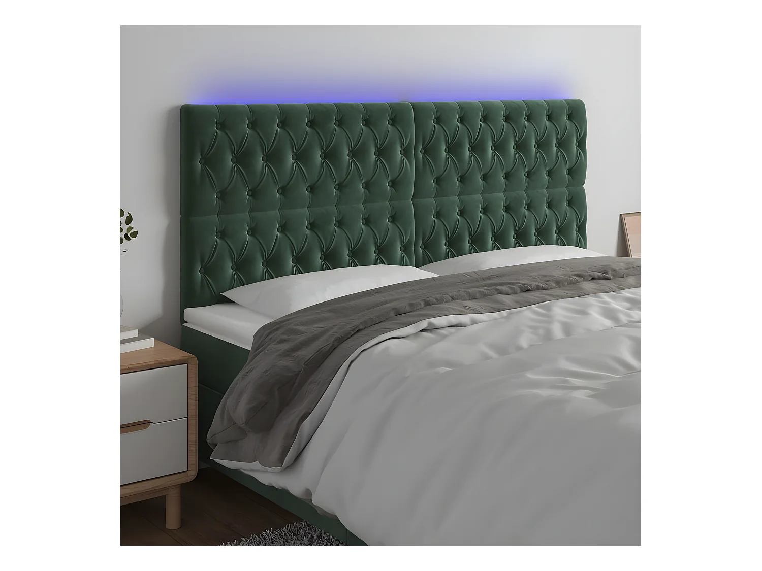 Tête de lit à LED Vert foncé 180x7x118/128 cm Velours