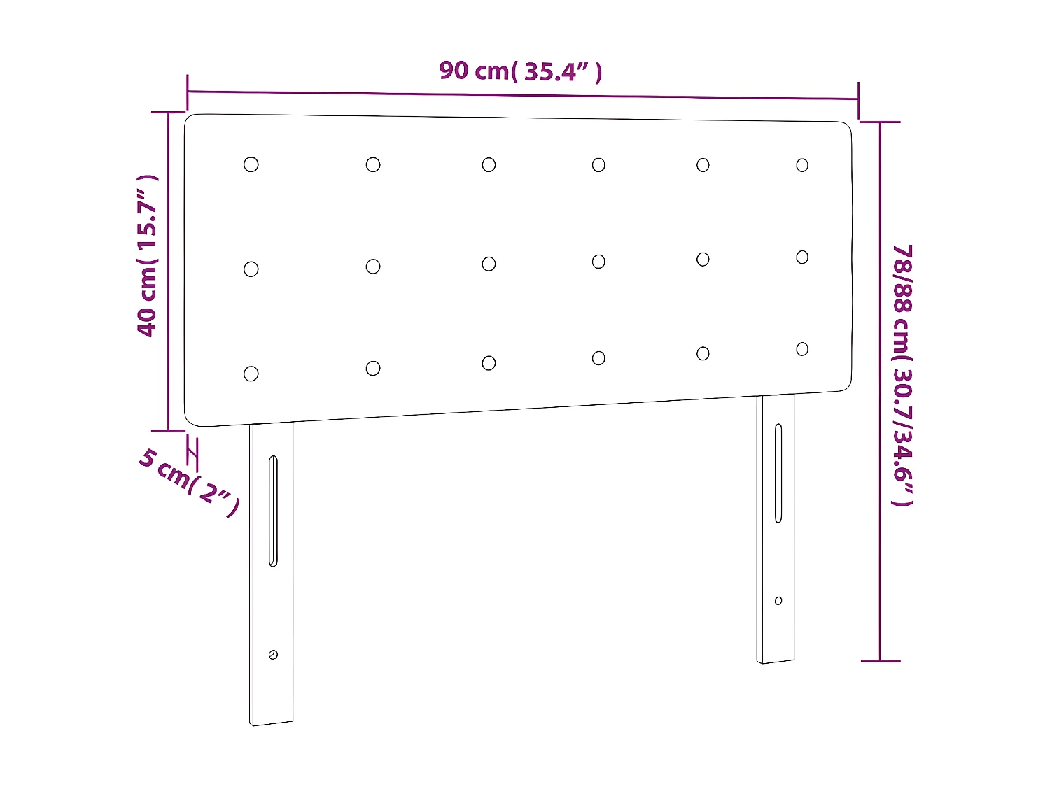 Tête de lit Gris clair 90x5x78/88 cm Velours