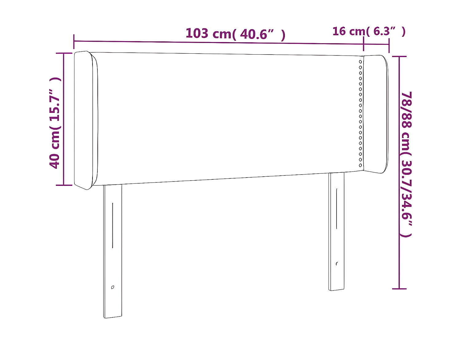 Cabecero con LED de terciopelo rosa 103x16x78/88 cm