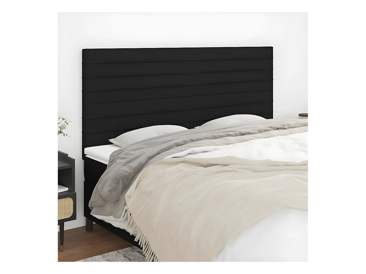 Têtes de lit 4 pièces Noir 80x5x78/88 cm Tissu