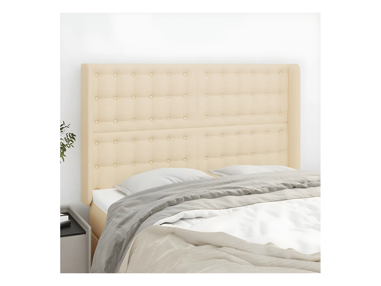 Tête de lit avec oreilles Crème 147x16x118/128 cm Tissu