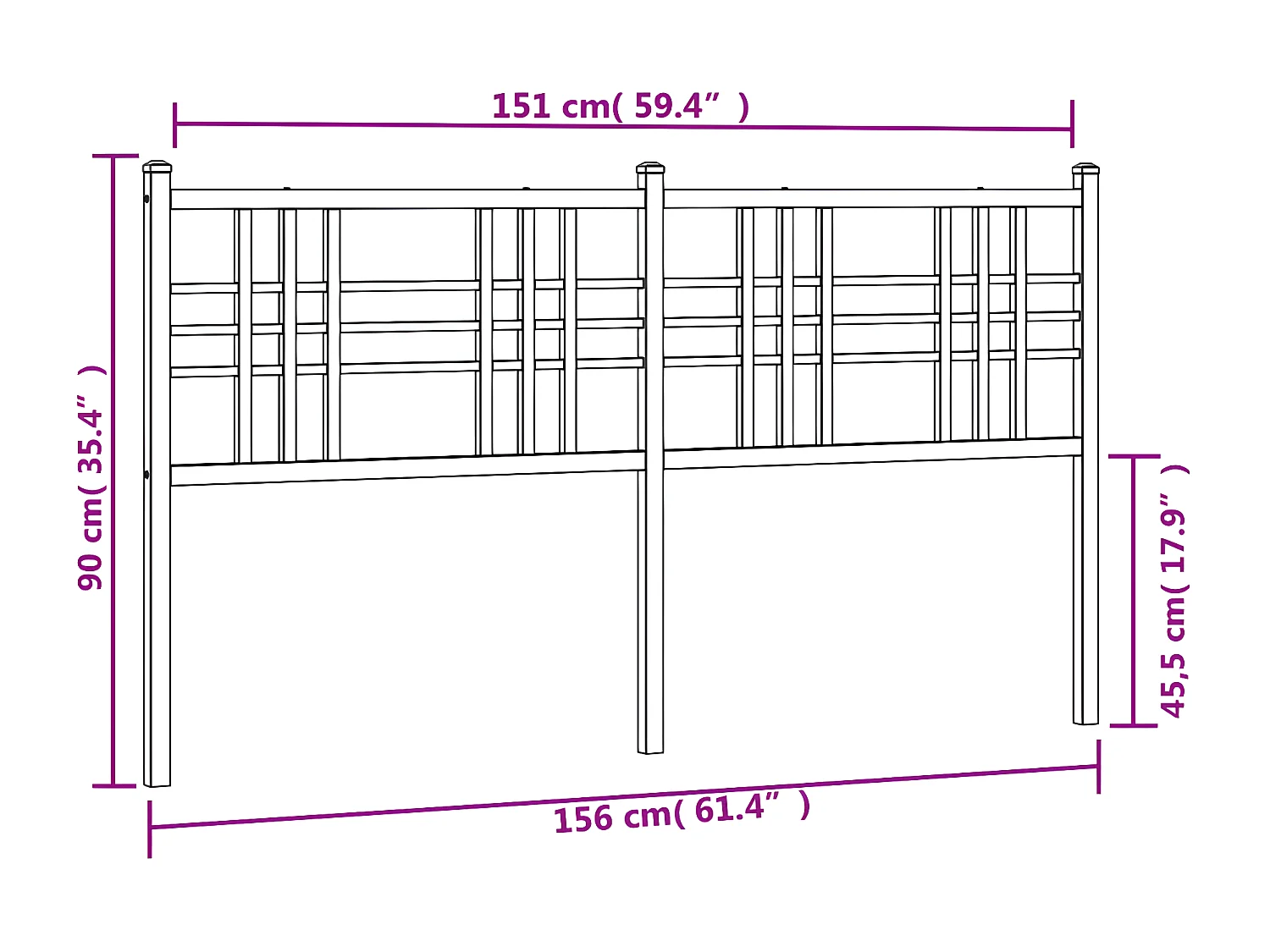 Tête de lit métal blanc 150 cm