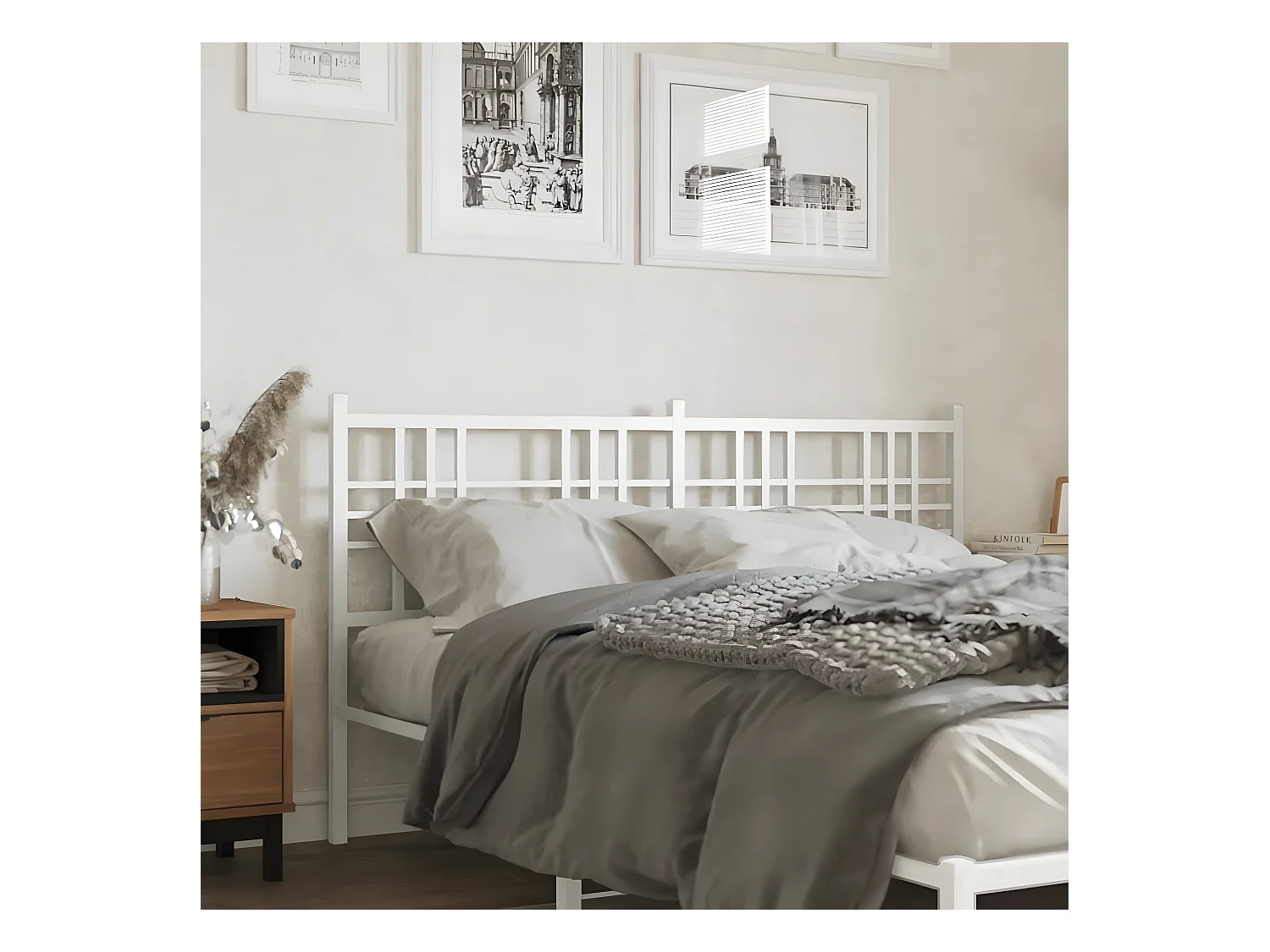 Tête de lit métal blanc 150 cm
