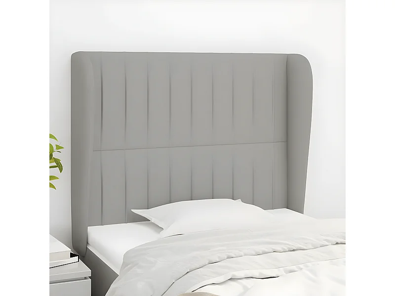 Tête de lit avec oreilles Gris clair 103x23x118/128 cm Tissu