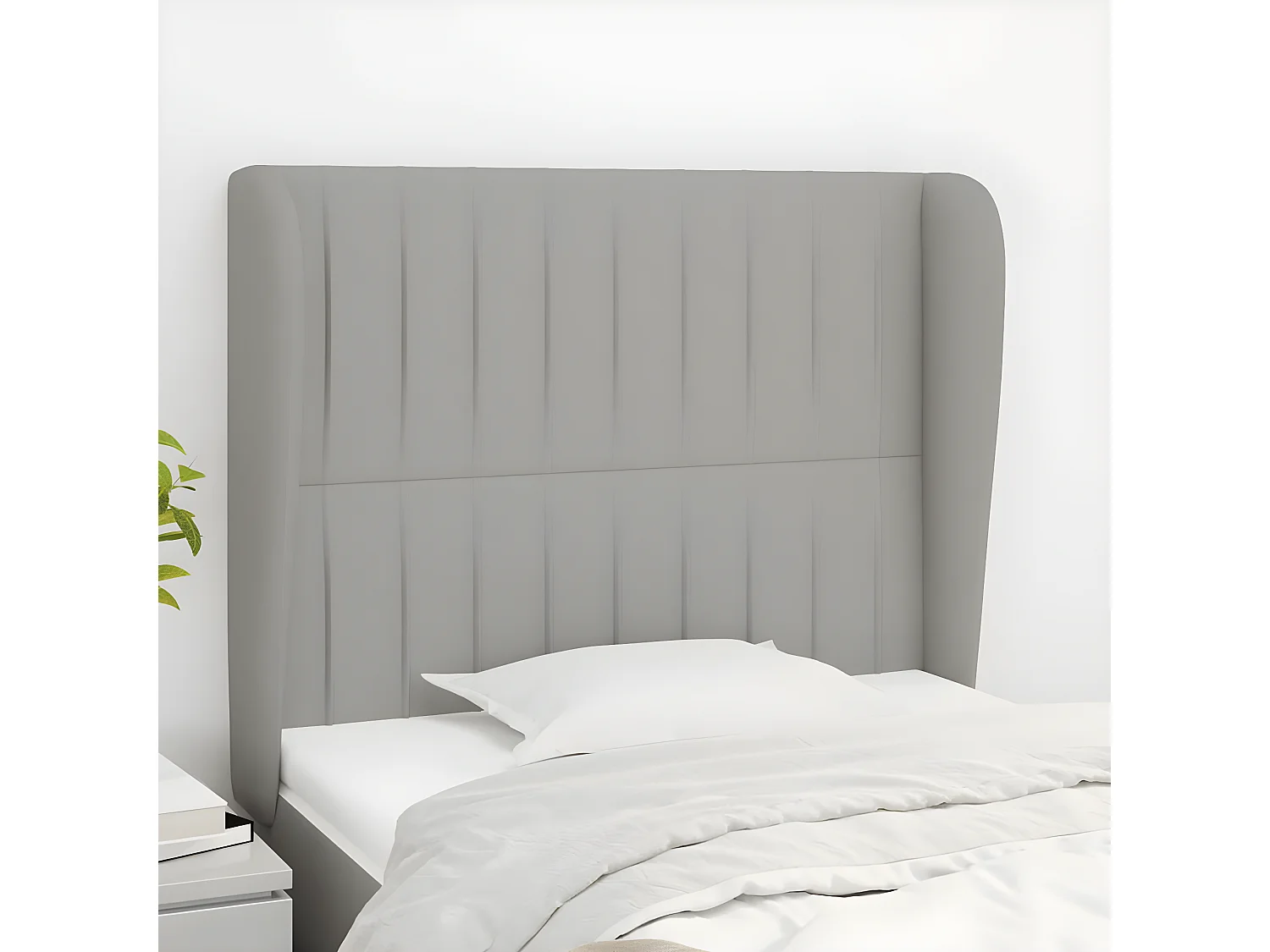 Tête de lit avec oreilles Gris clair 103x23x118/128 cm Tissu
