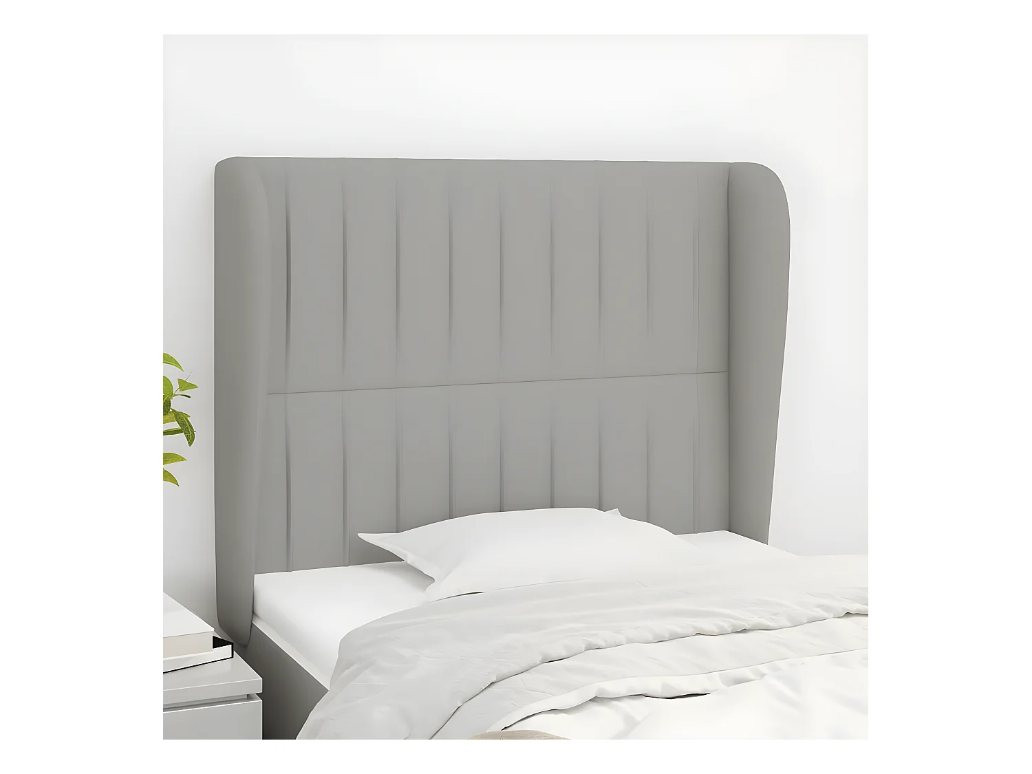 Tête de lit avec oreilles Gris clair 103x23x118/128 cm Tissu