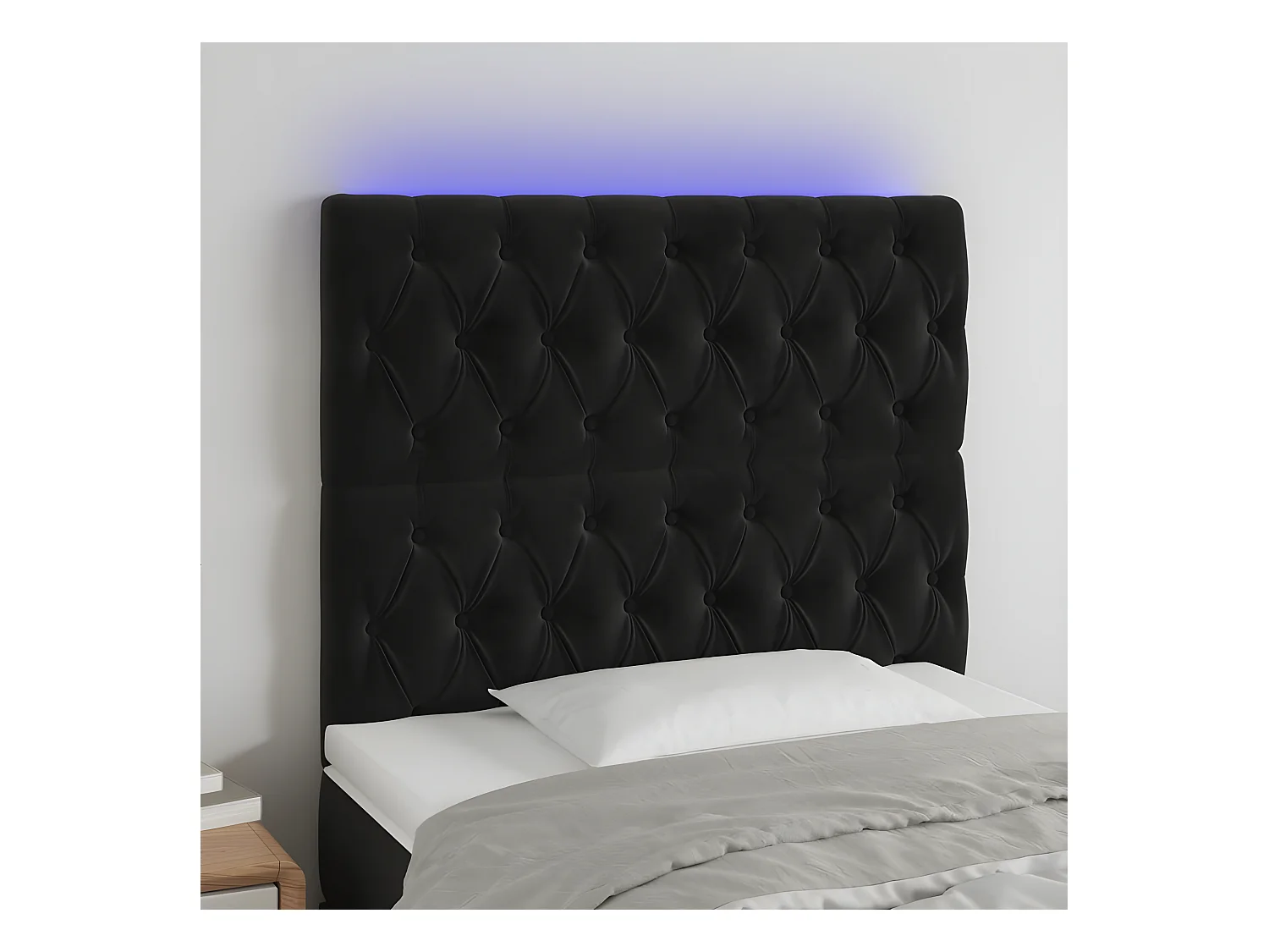 Tête de lit à LED Noir 90x7x118/128 cm Velours