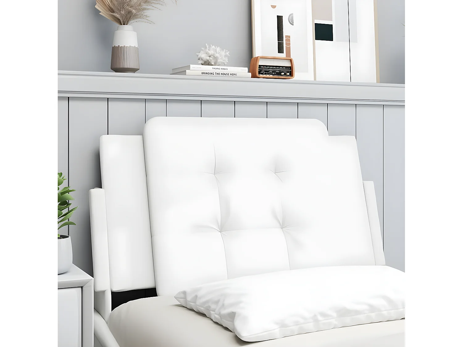 Coussin de tête de lit blanc 90 cm similicuir