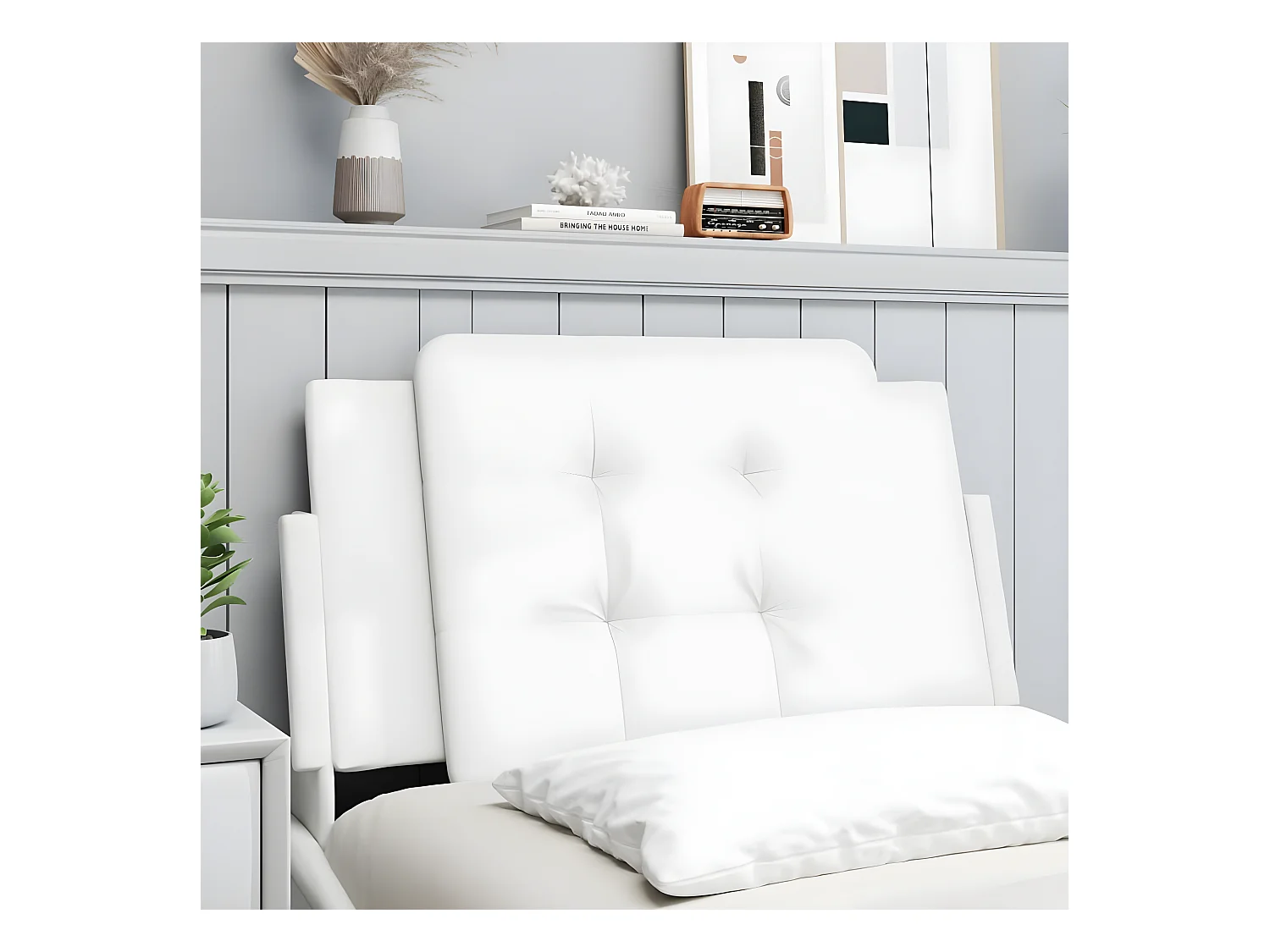 Coussin de tête de lit blanc 90 cm similicuir