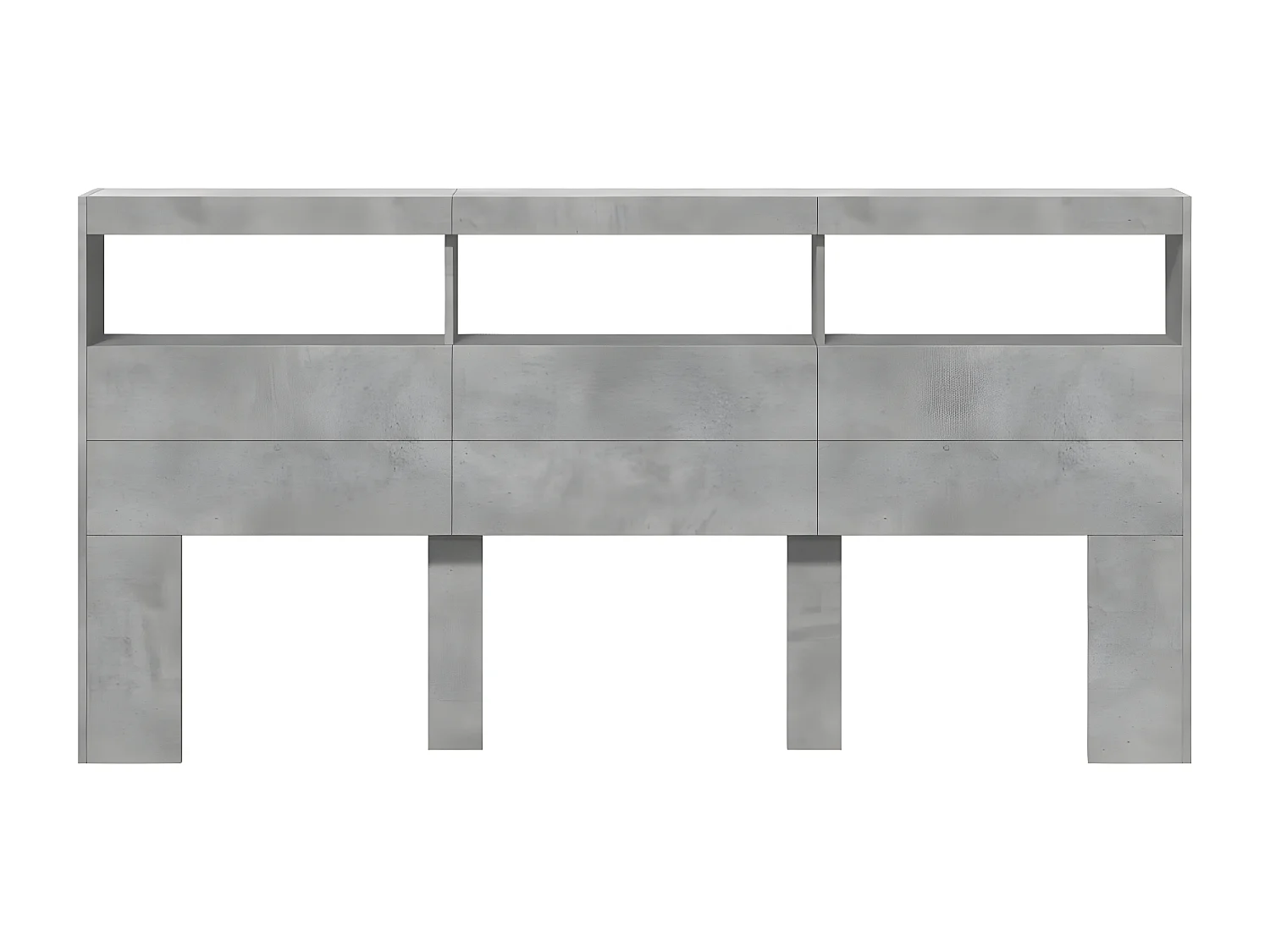 Armoire tête de lit avec LED gris béton 200x17x102 cm