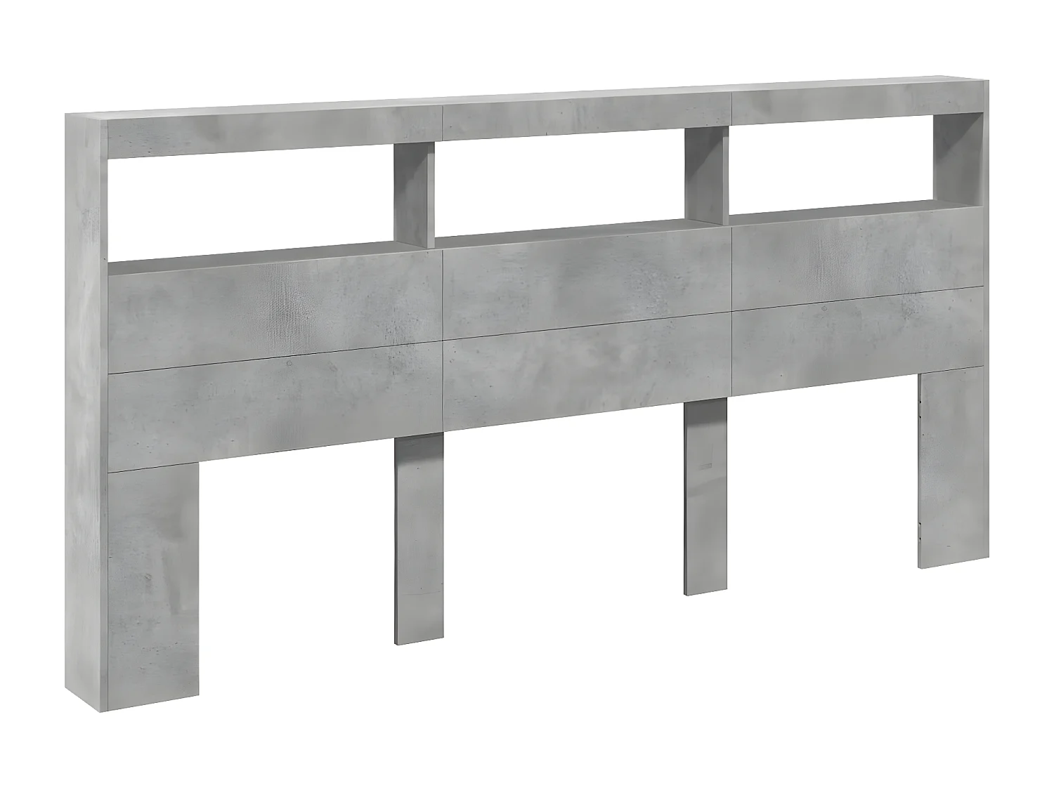 Armoire tête de lit avec LED gris béton 200x17x102 cm