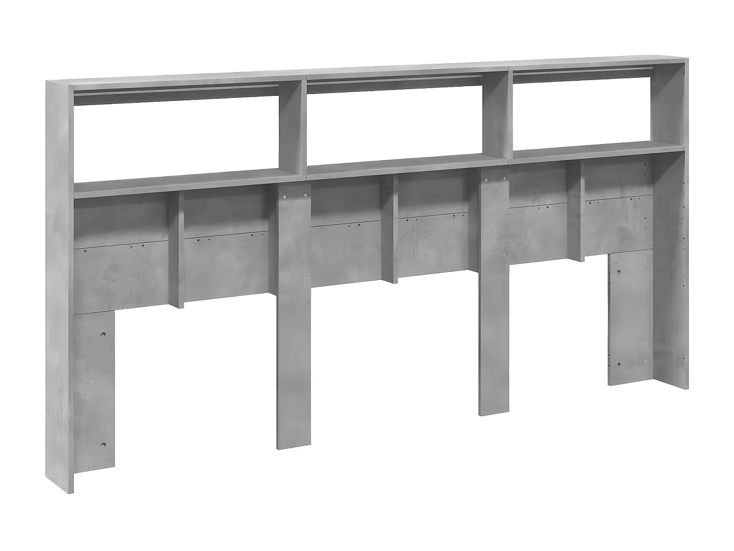 Armoire tête de lit avec LED gris béton 200x17x102 cm