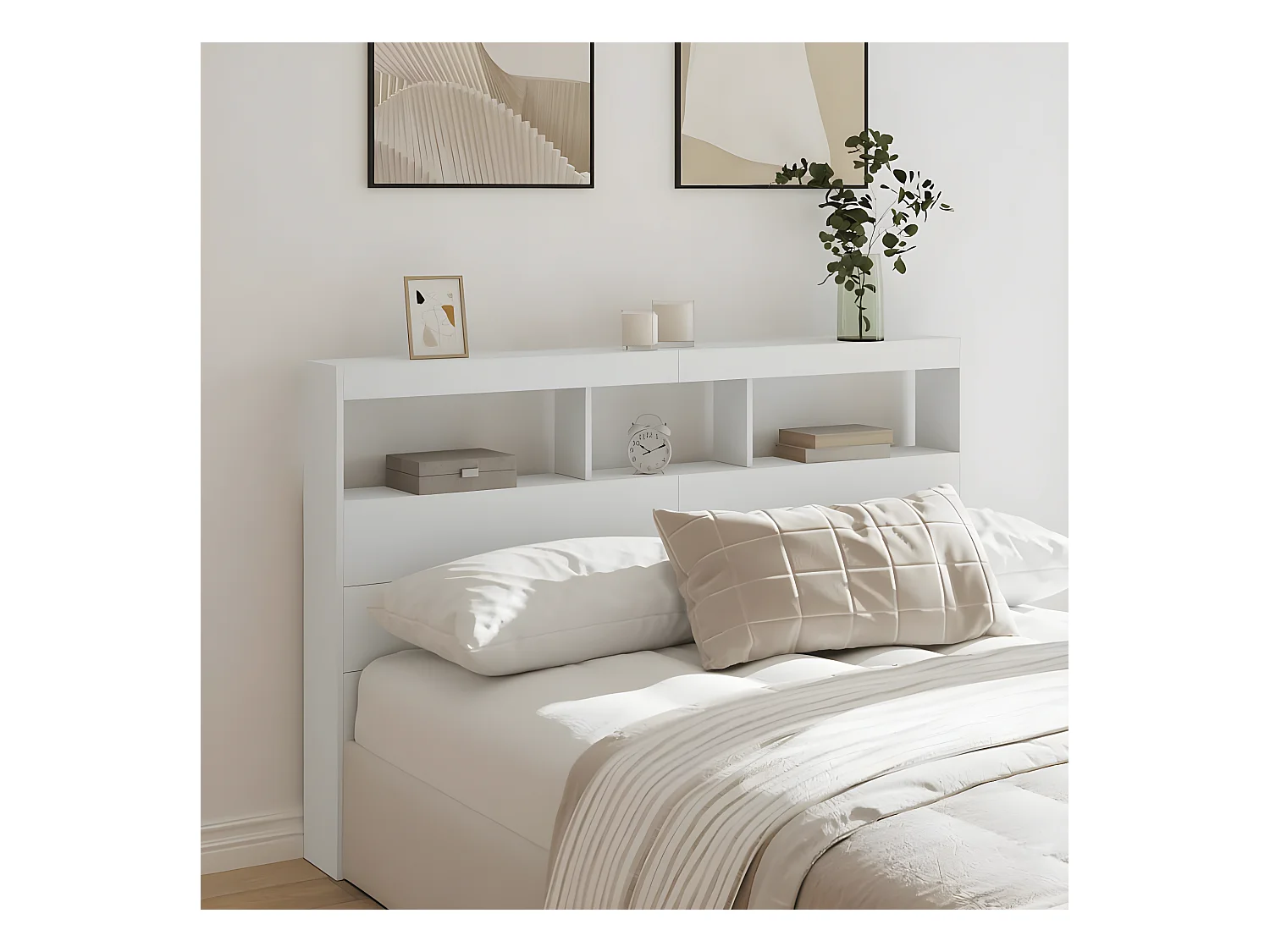 Armoire tête de lit avec LED blanc 160x17x102 cm