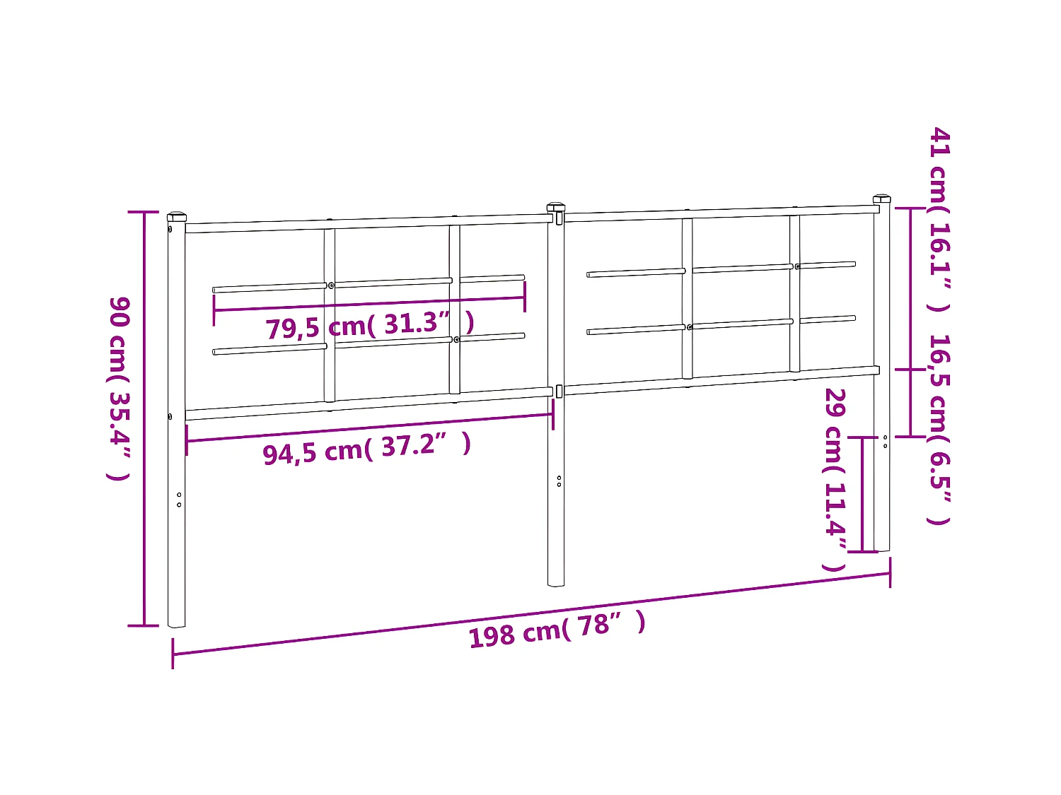 Cabecero de metal negro 193 cm
