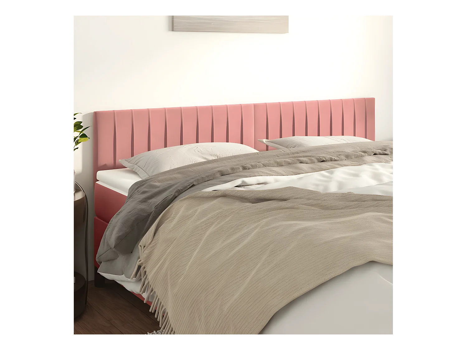 Hoofdborden 2 st 80x5x78/88 cm fluweel roze