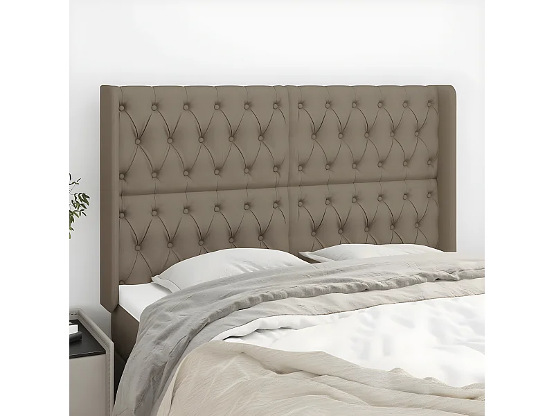 Tête de lit avec oreilles Taupe 163x16x118/128 cm Tissu