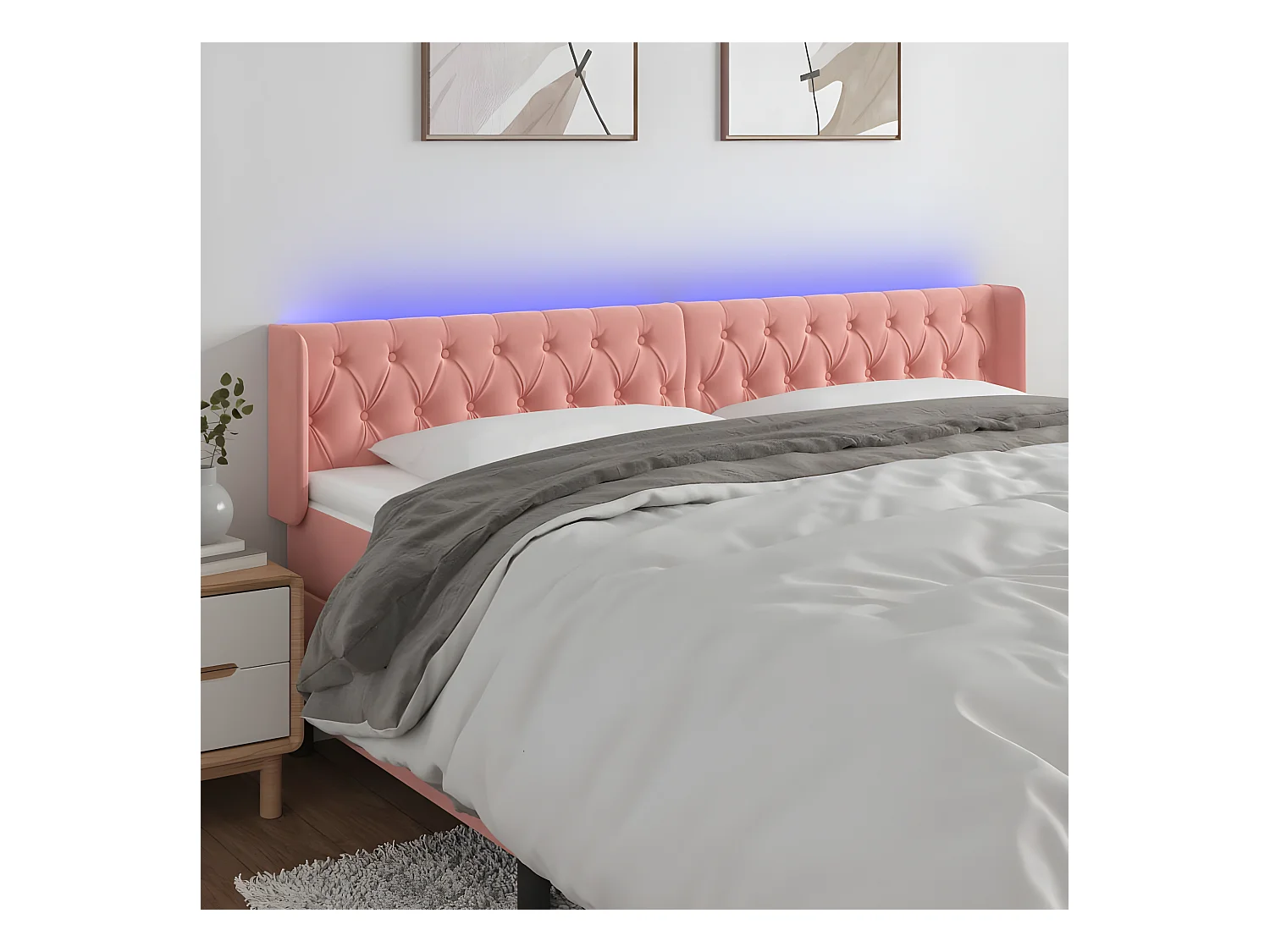 Tête de lit à LED Rose 183x16x78/88 cm Velours